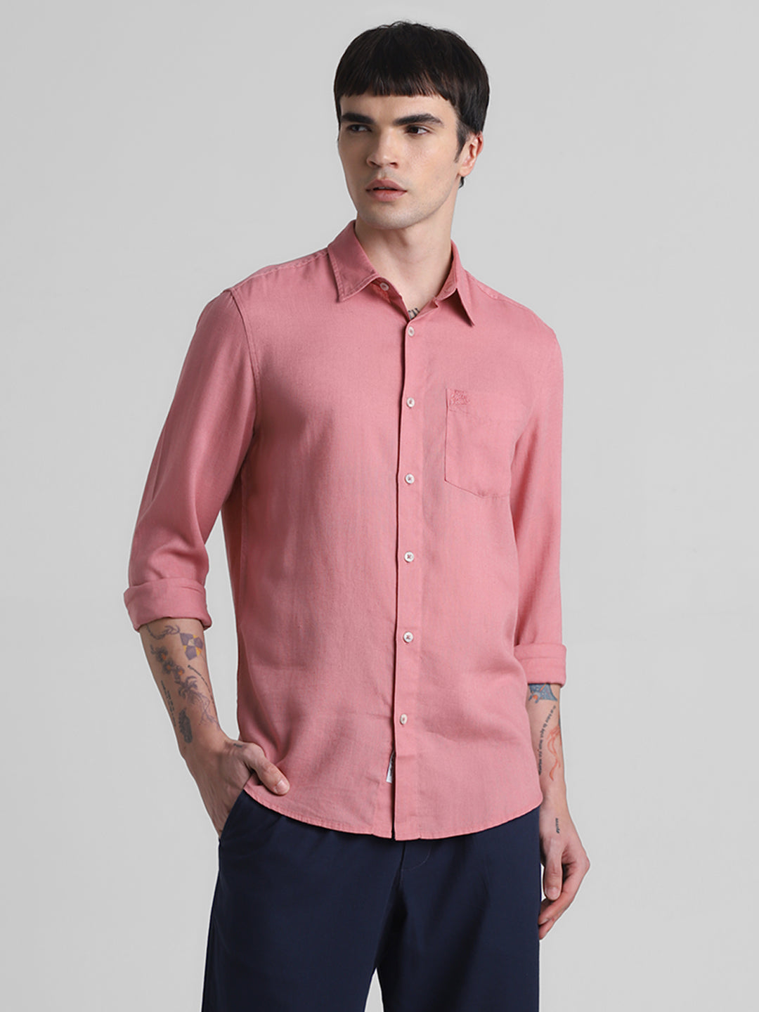 Pink Linen Blend Shirt