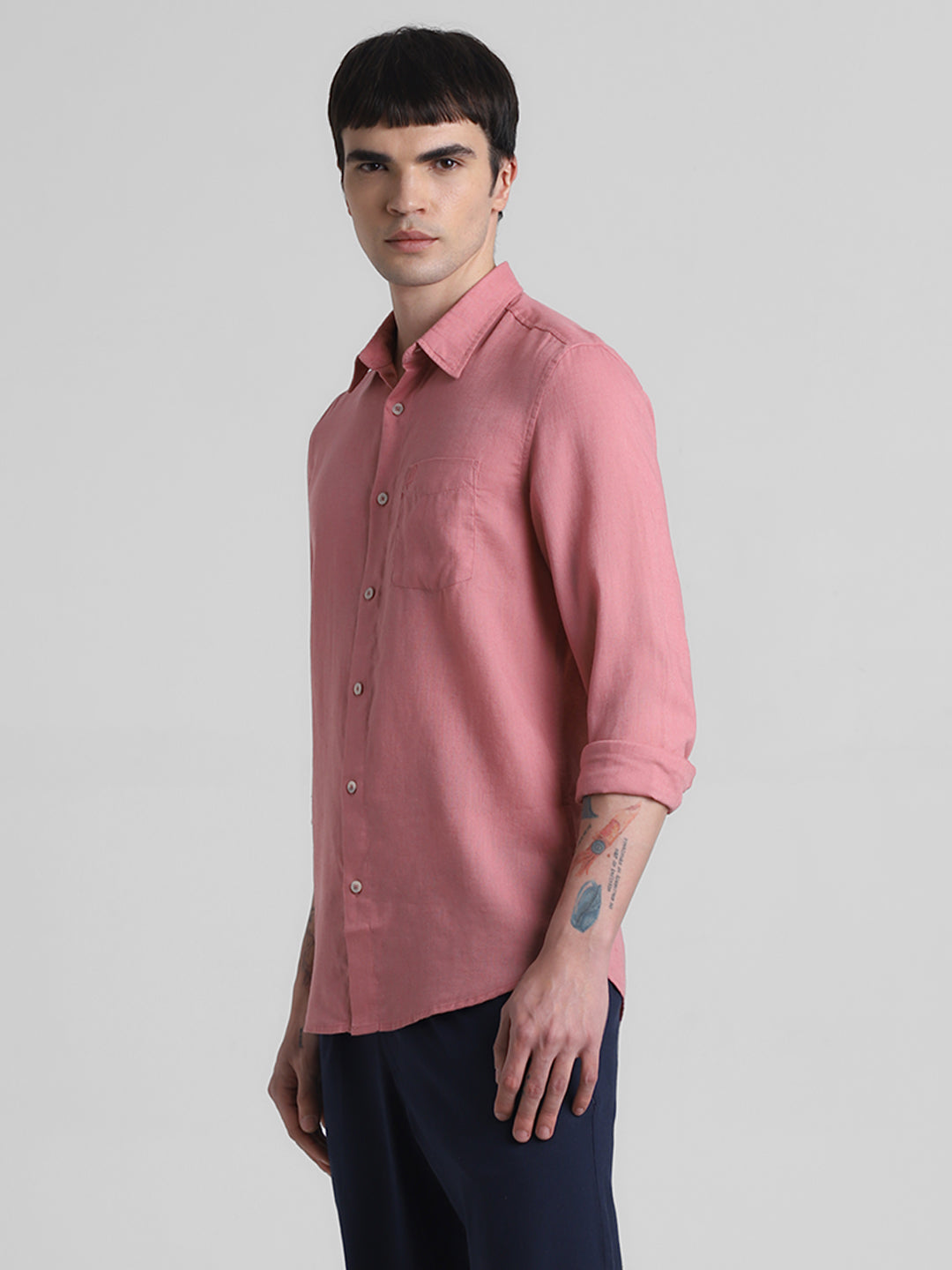 Pink Linen Blend Shirt