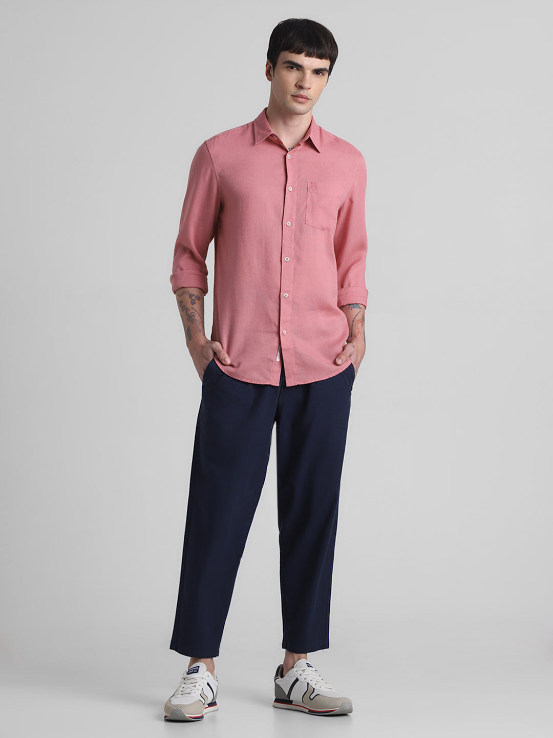 Pink Linen Blend Shirt