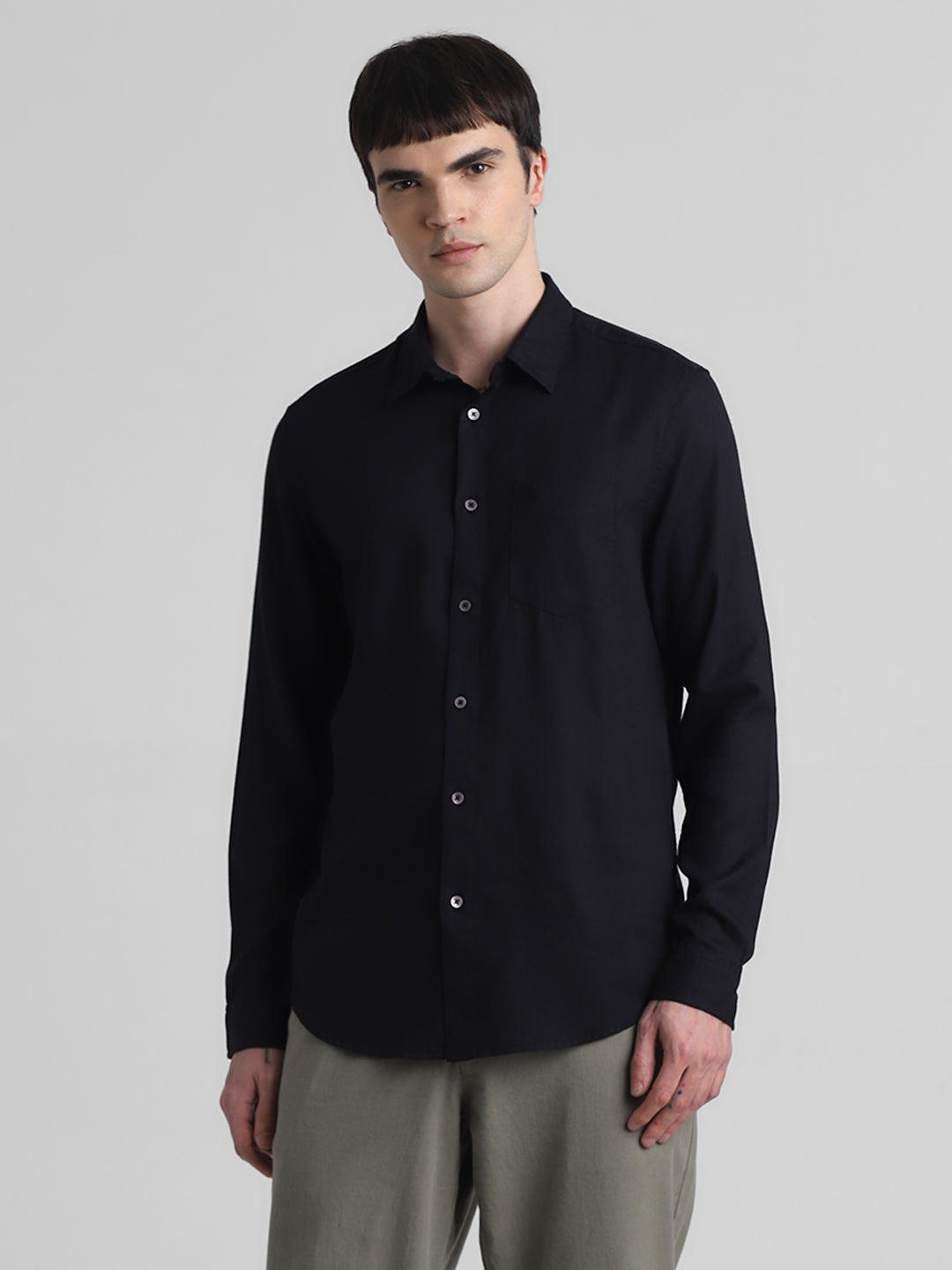 Black Linen Blend Shirt