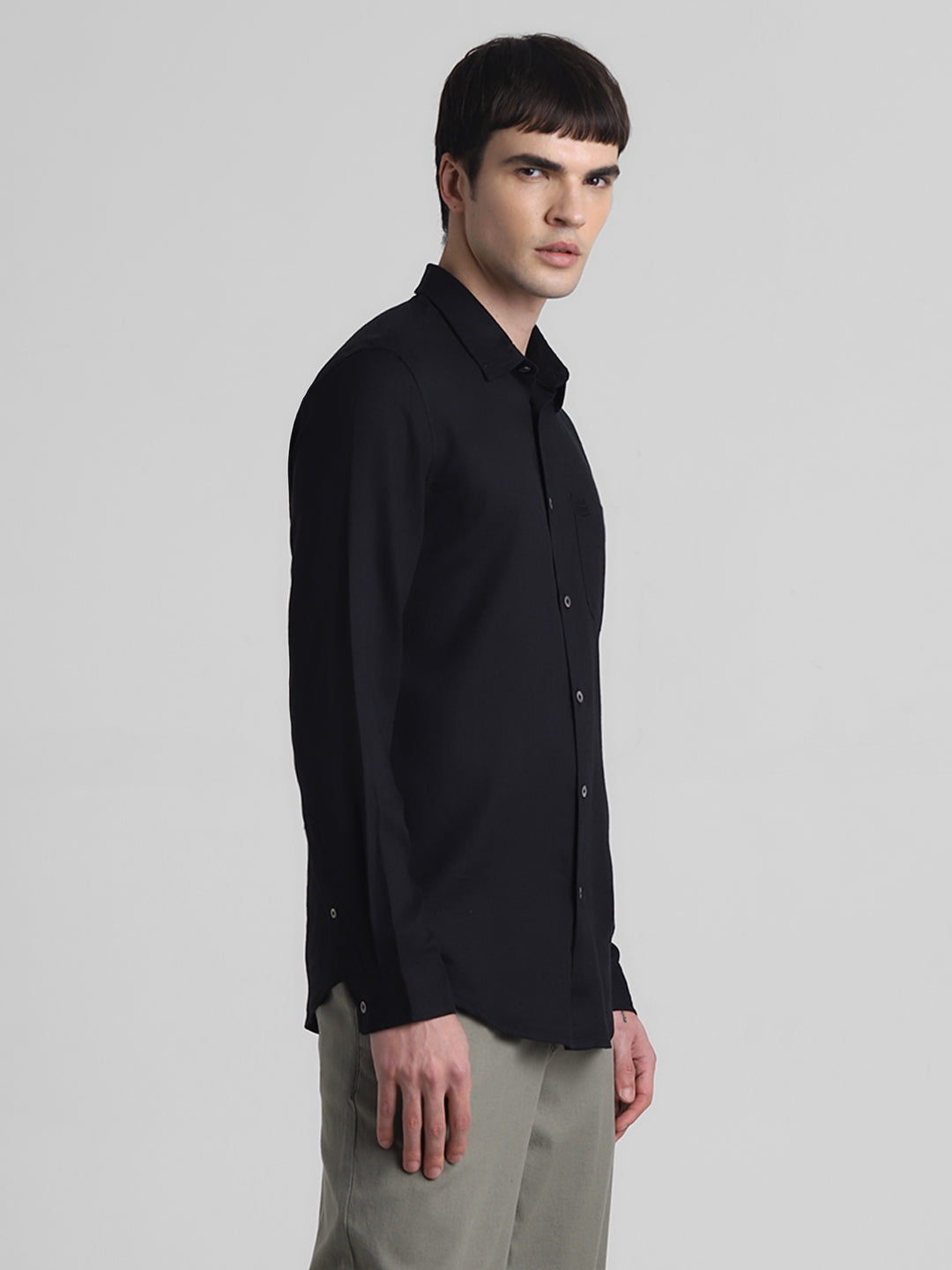 Black Linen Blend Shirt