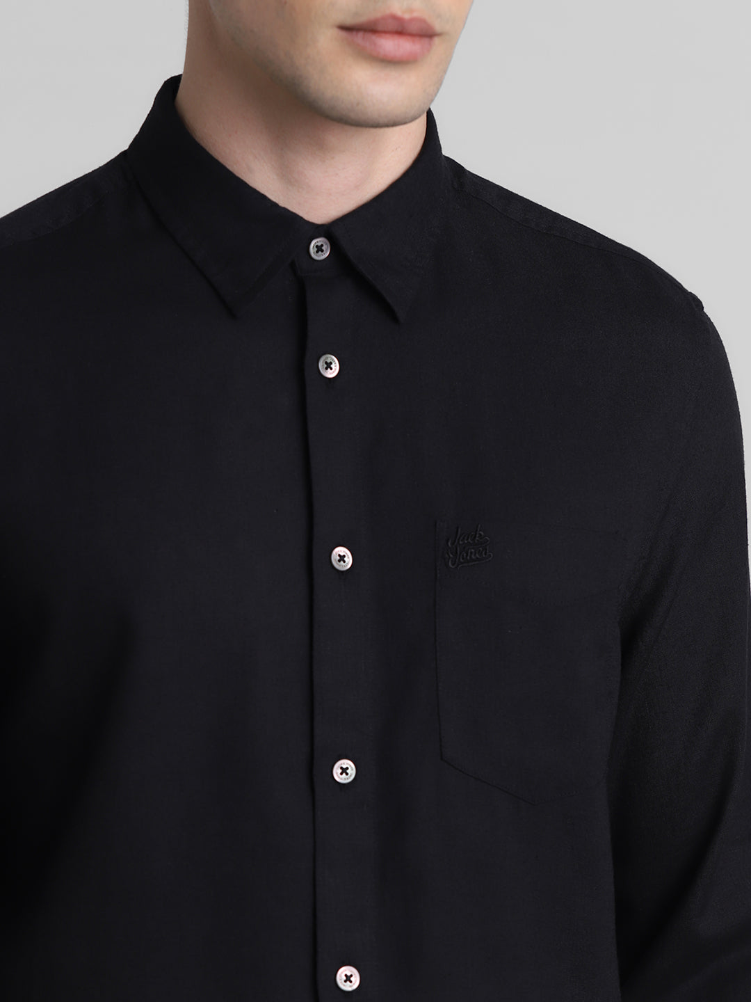 Black Linen Blend Shirt