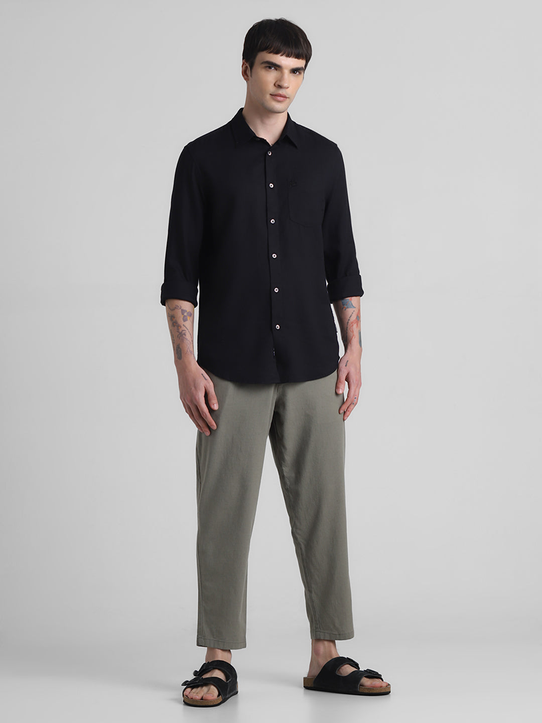 Black Linen Blend Shirt