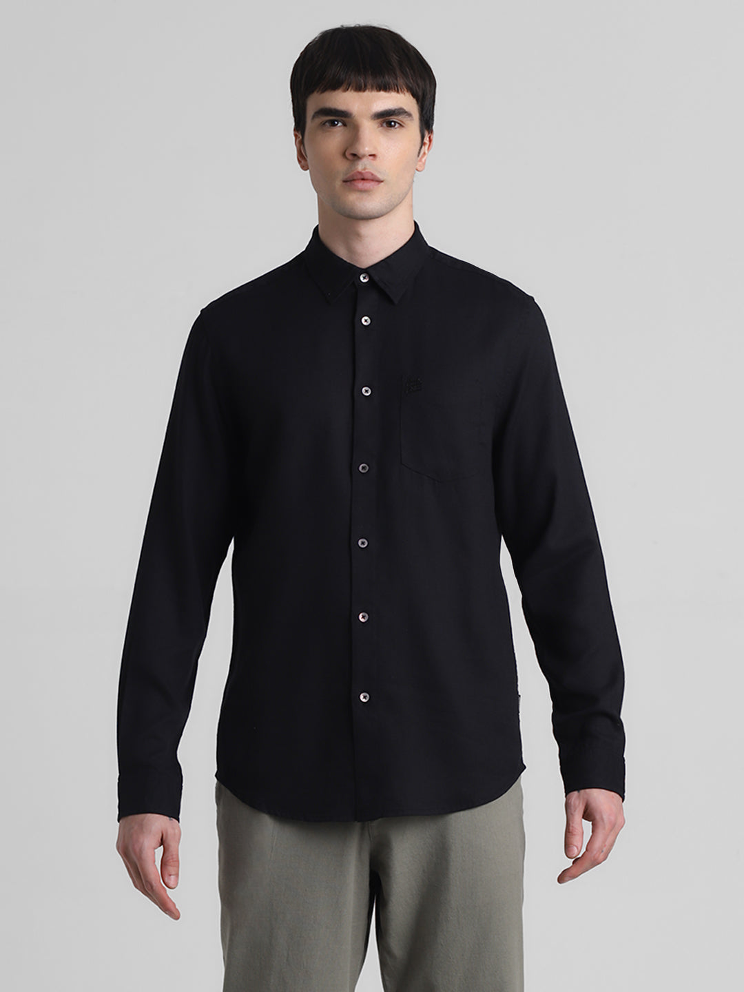 Black Linen Blend Shirt
