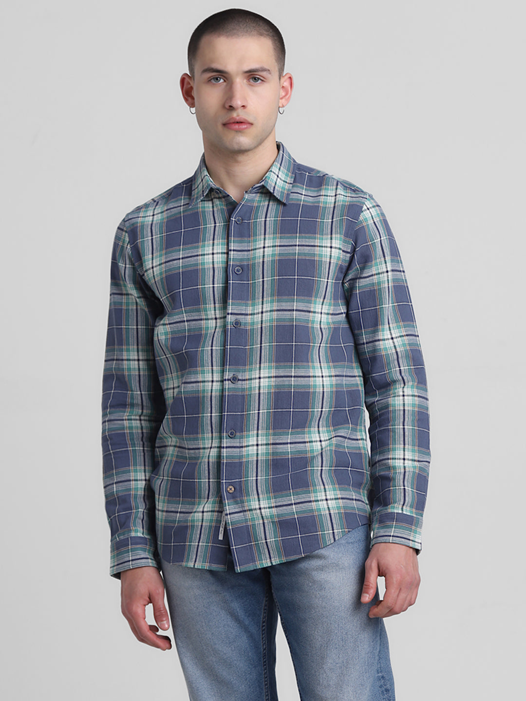 Vintage Indigo Check Cotton Shirt