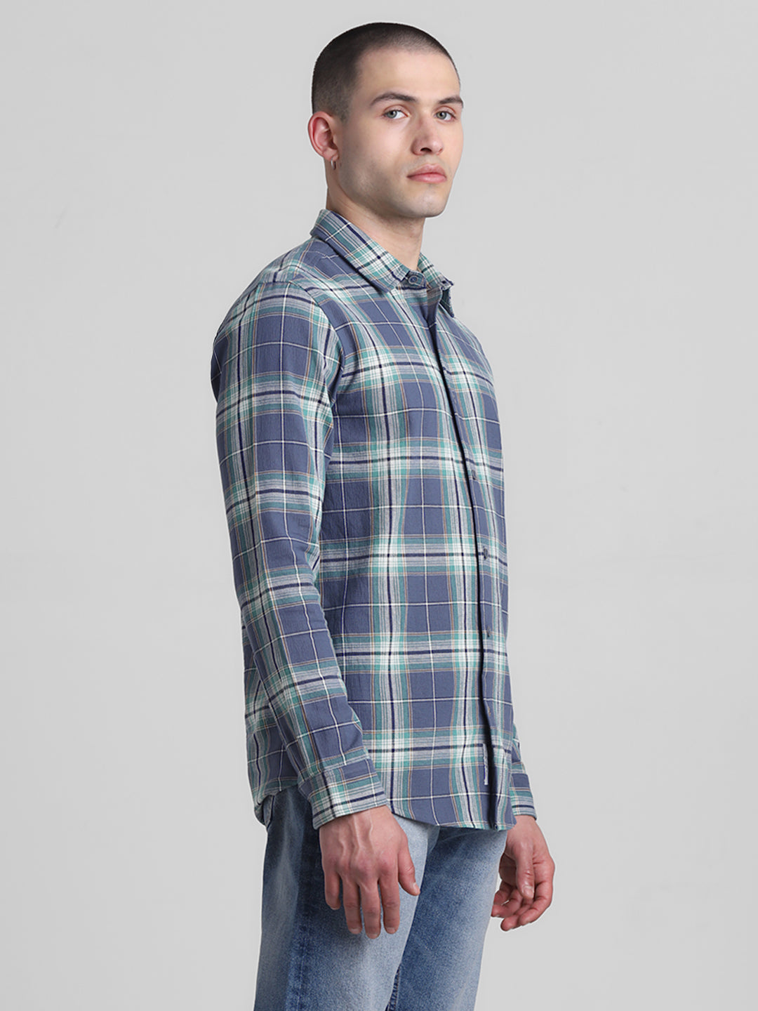 Vintage Indigo Check Cotton Shirt