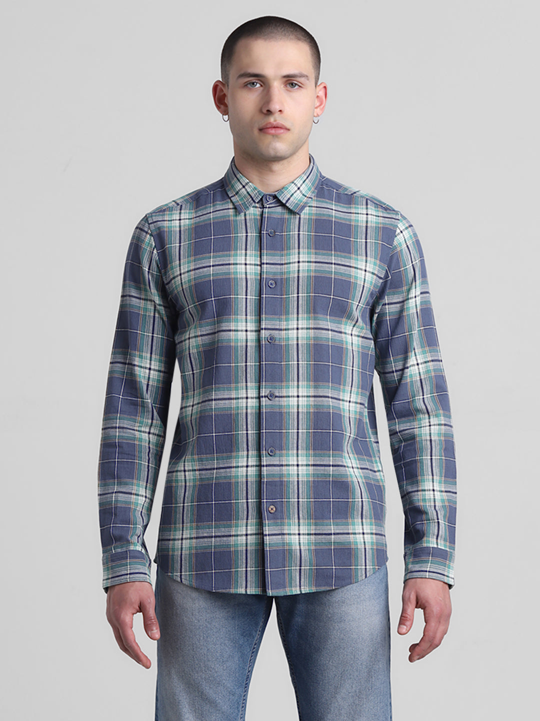 Vintage Indigo Check Cotton Shirt