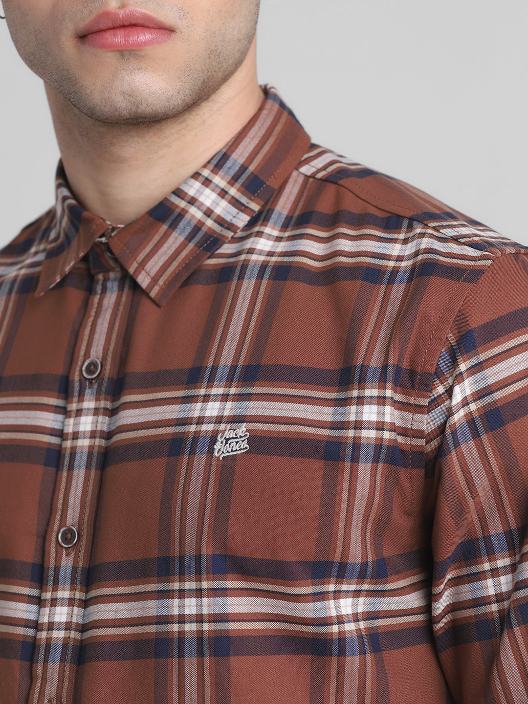 Dark Brown Check Cotton Shirt
