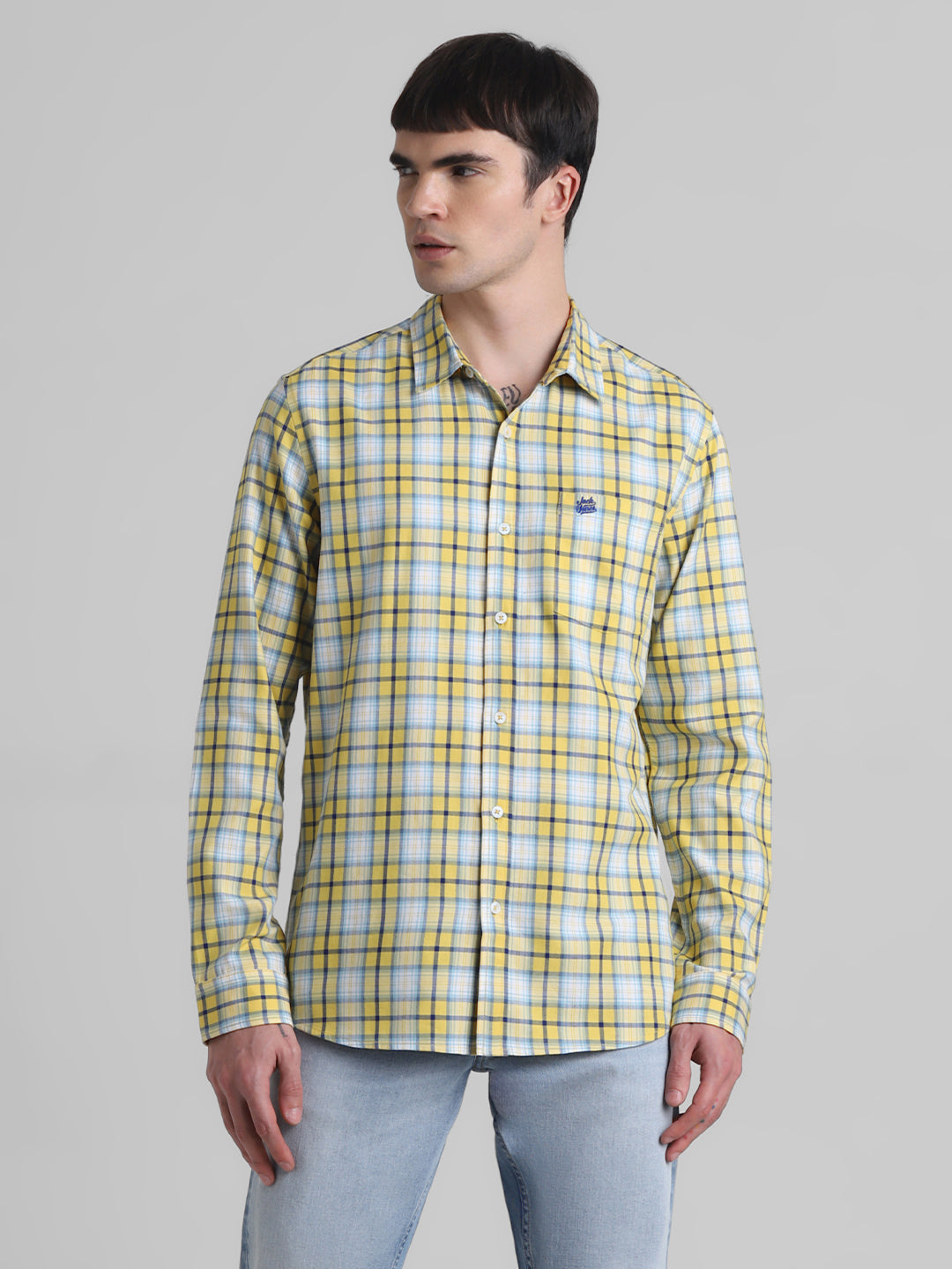 Yellow Check Cotton Shirt