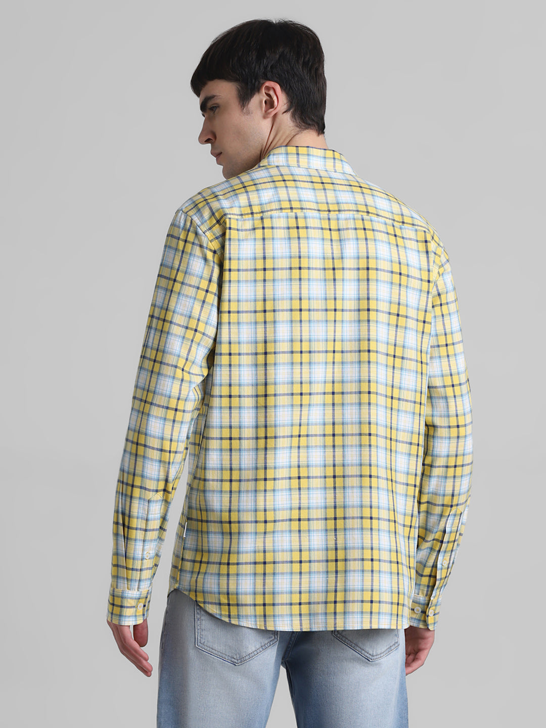 Yellow Check Cotton Shirt