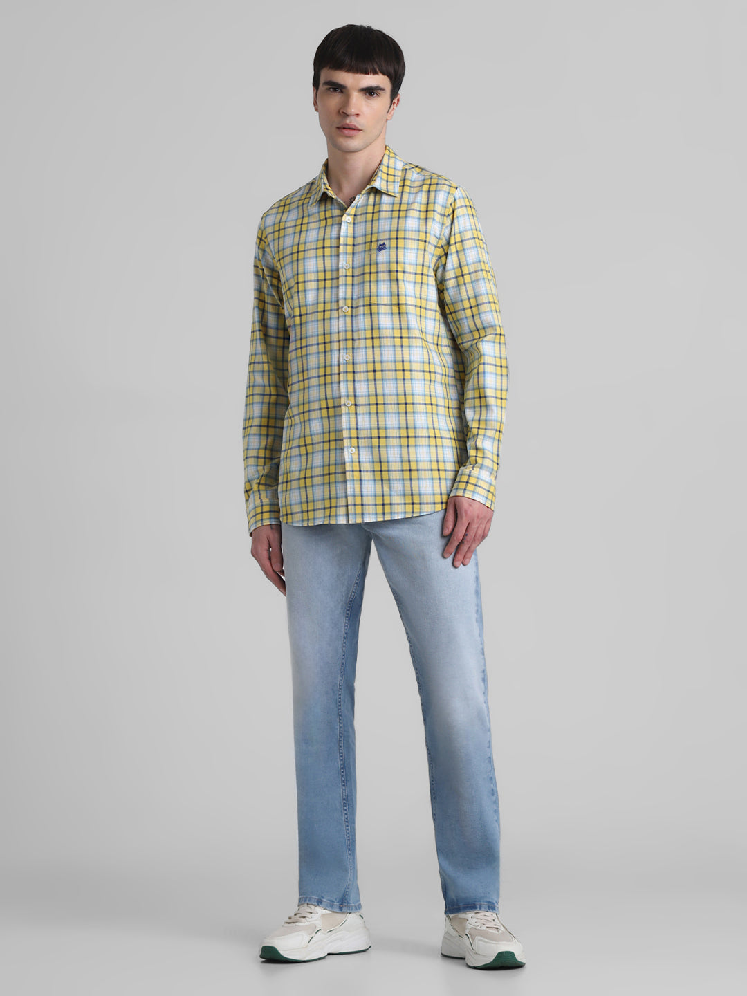 Yellow Check Cotton Shirt