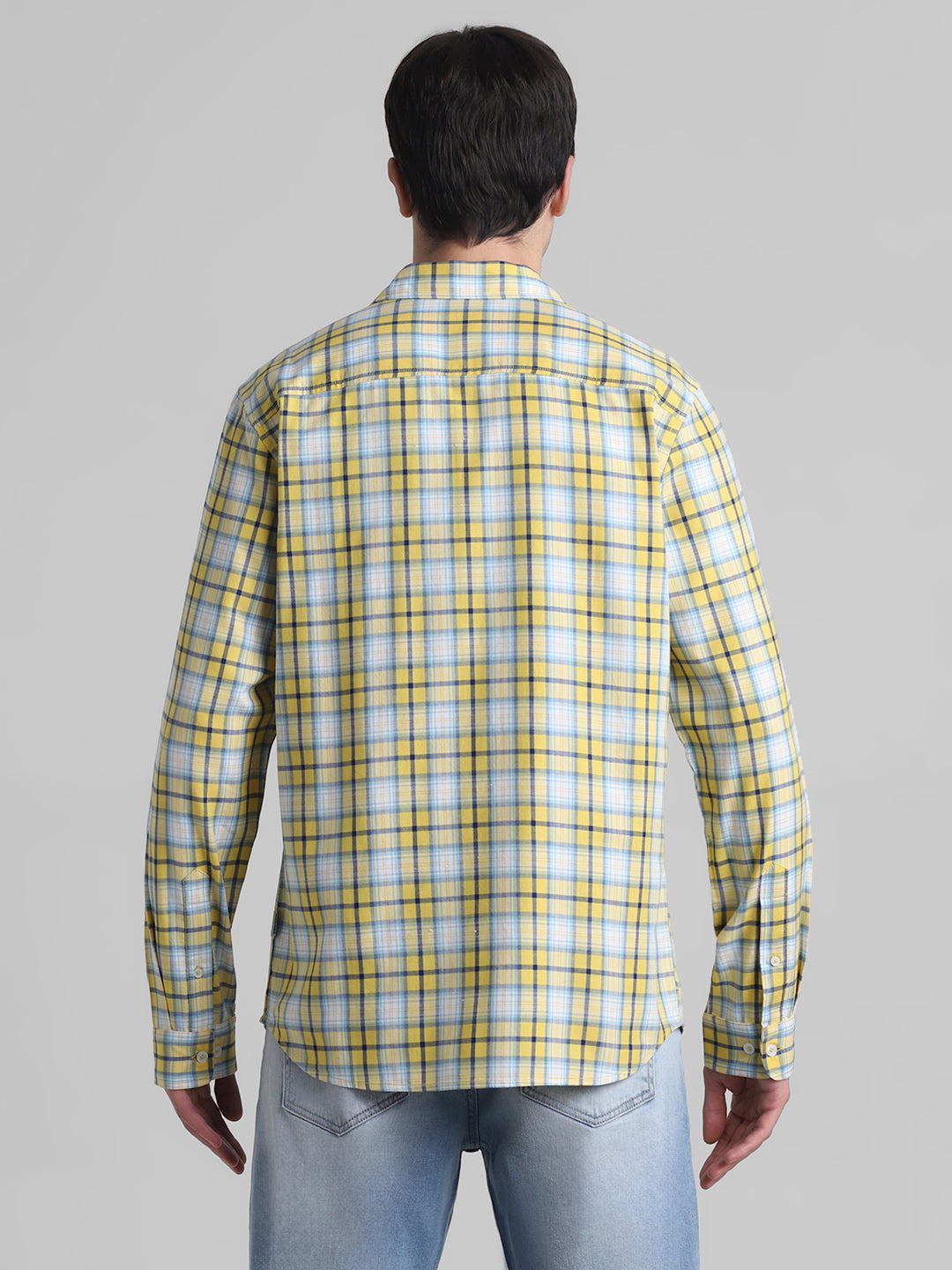 Yellow Check Cotton Shirt