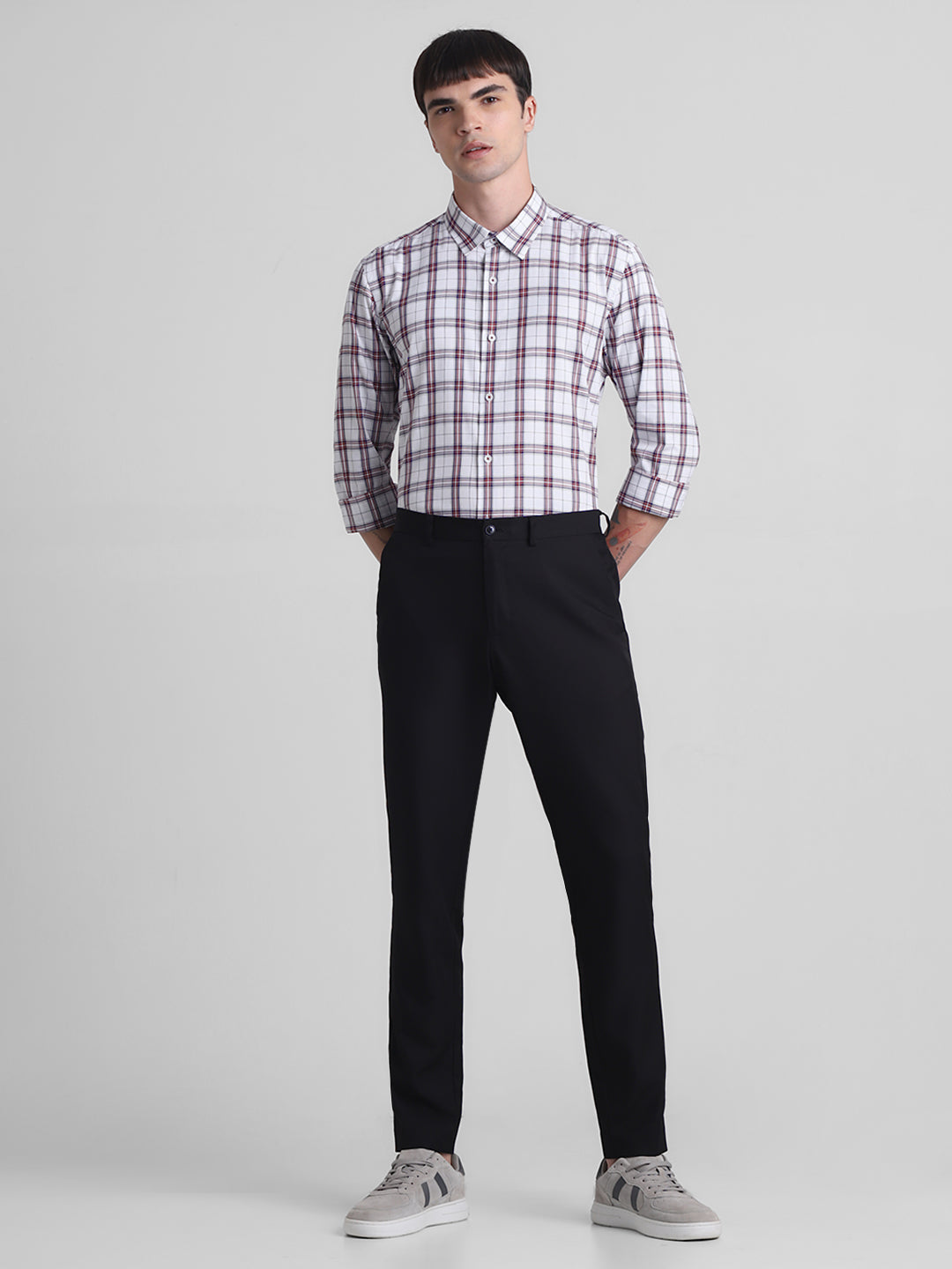 White Check Full Sleeves Shirt