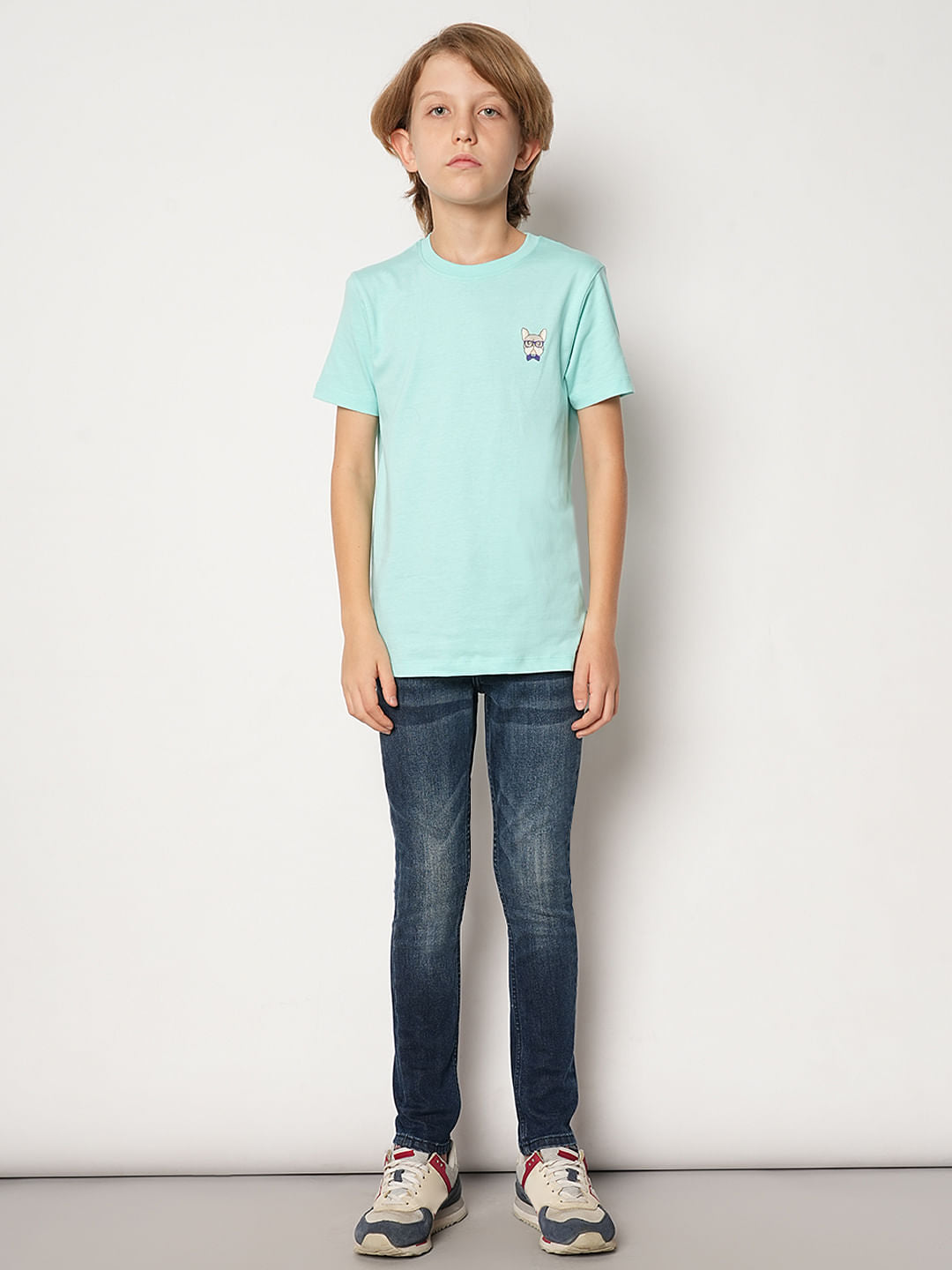 Boys Dark Blue Mid Rise Slim Fit Jeans