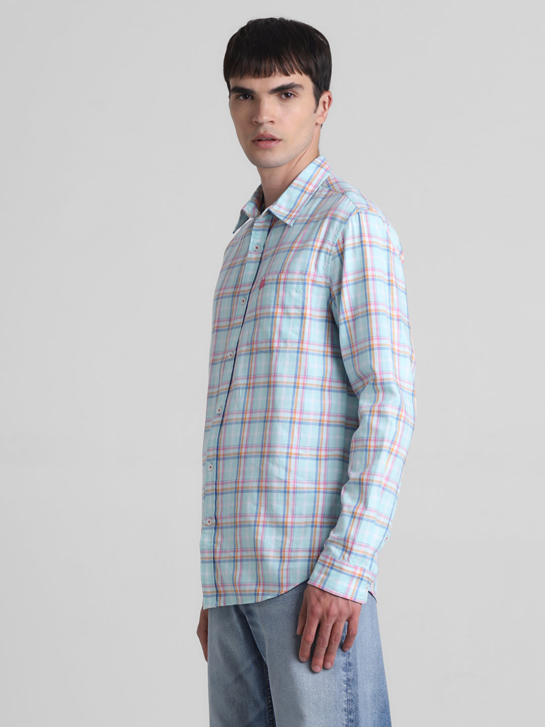 Light Blue Check Cotton Shirt