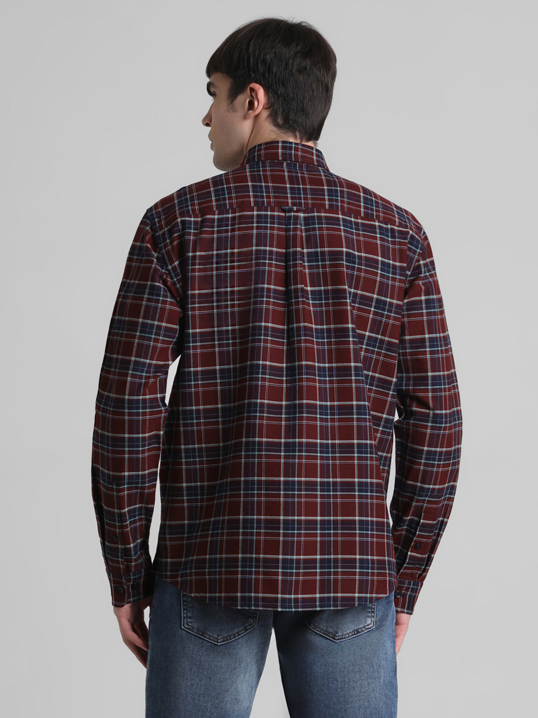 Maroon Check Cotton Shirt