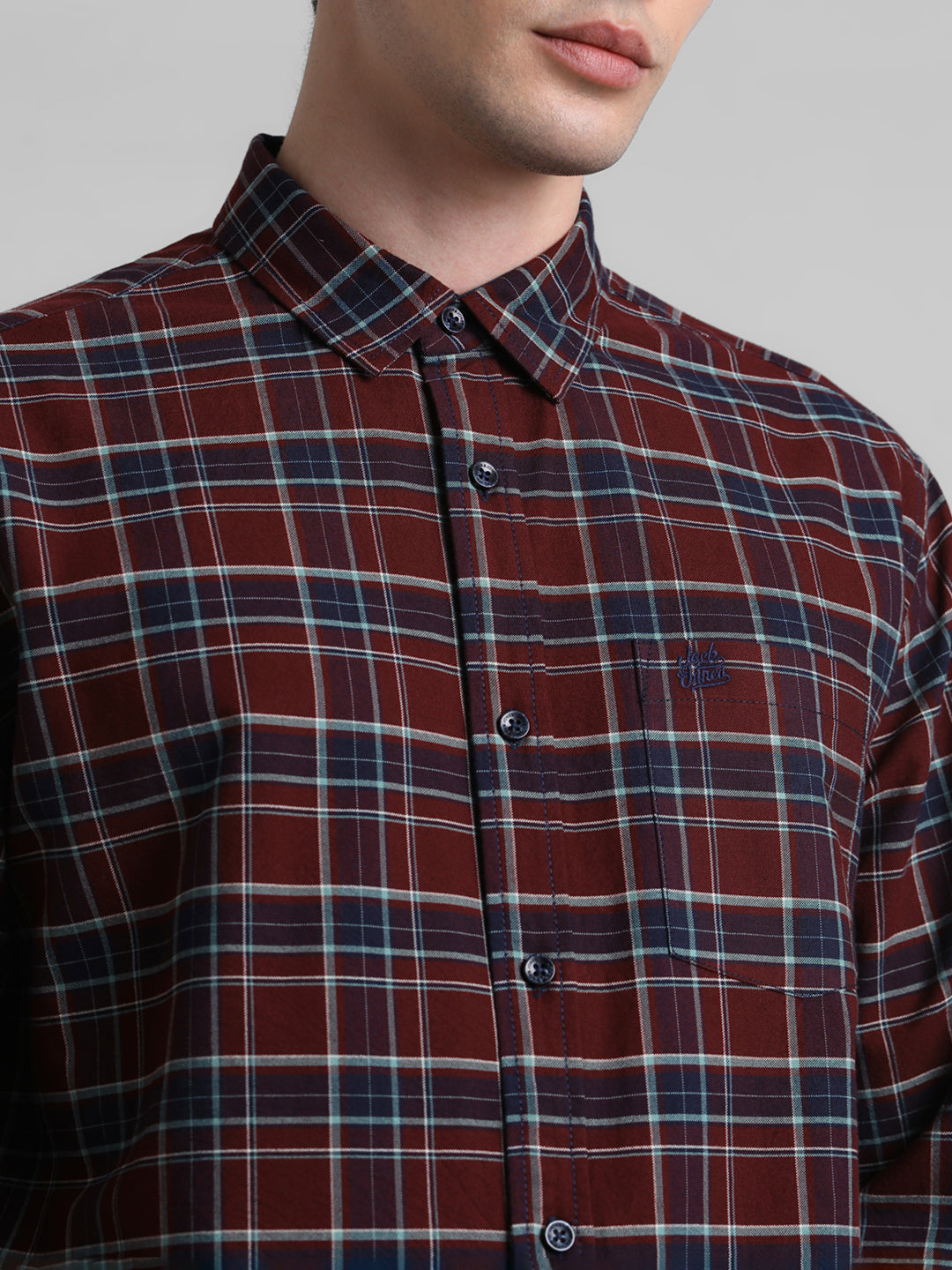 Maroon Check Cotton Shirt