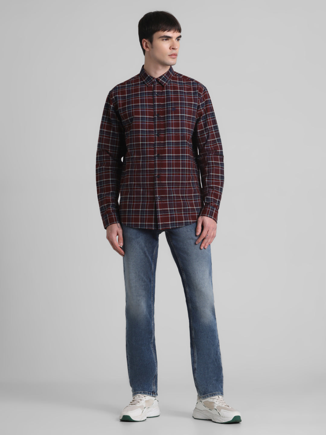 Maroon Check Cotton Shirt