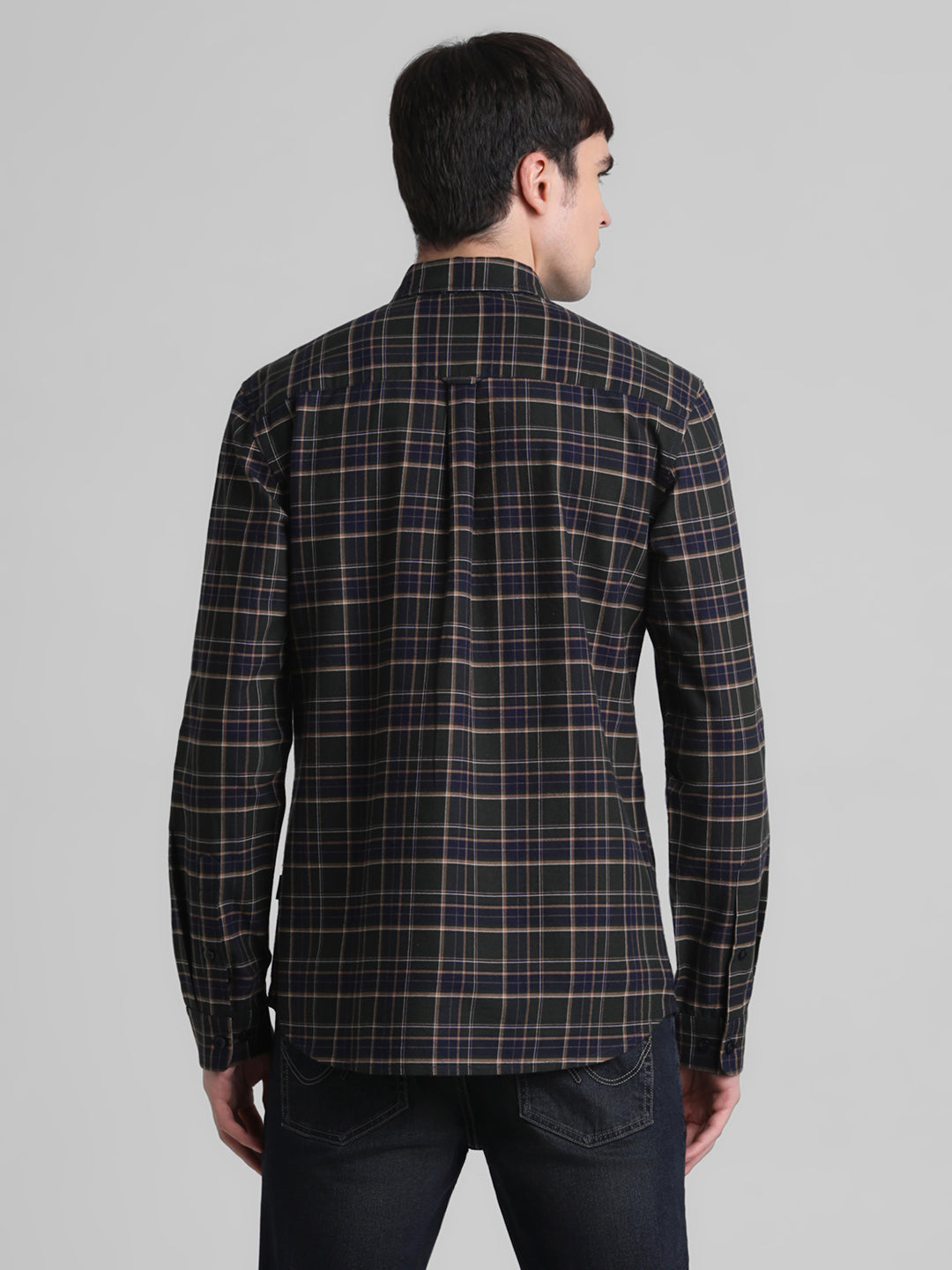 Dark Green Check Cotton Shirt