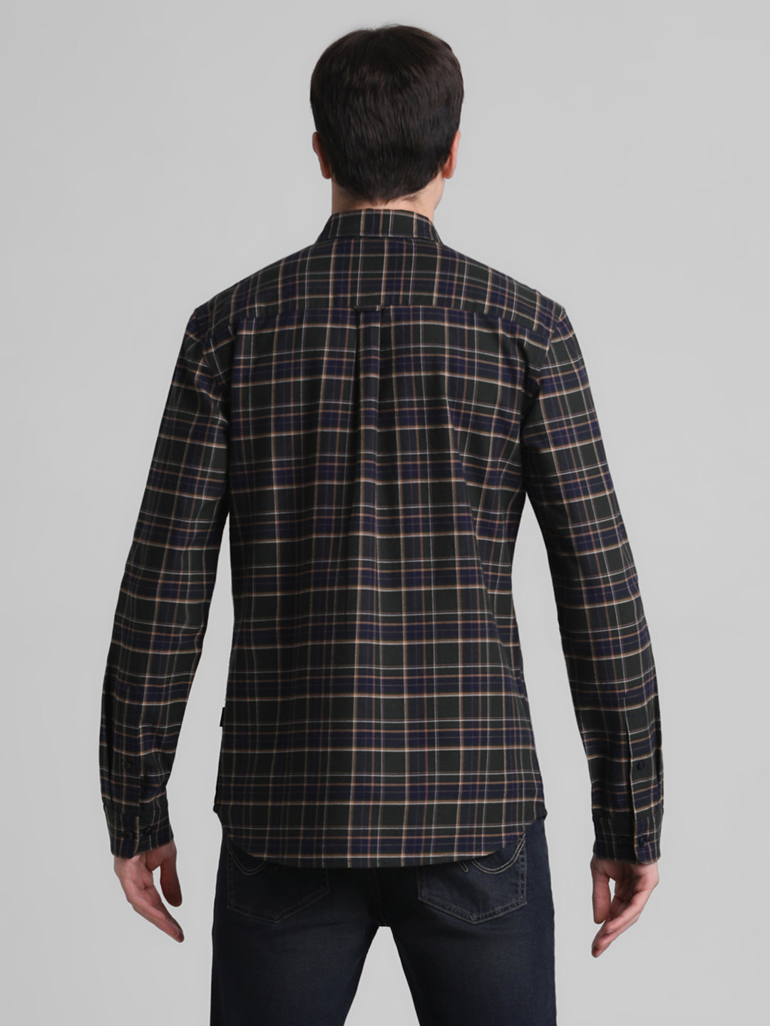 Dark Green Check Cotton Shirt