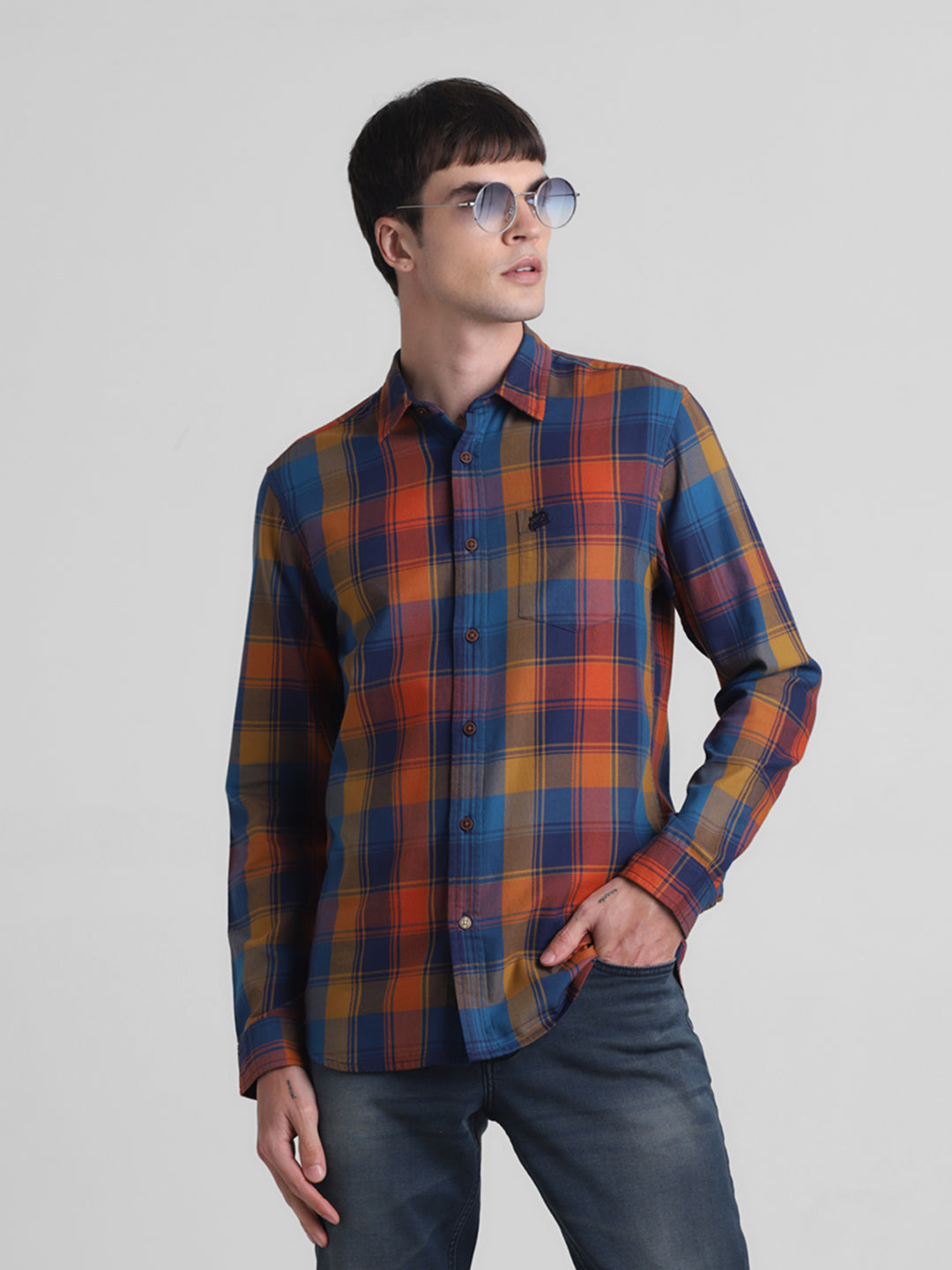 Multi-Colour Check Cotton Shirt - S