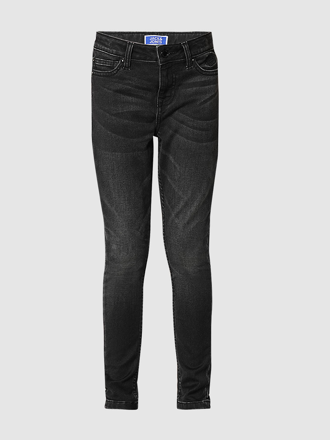 Boys Black Mid Rise Slim Fit Jeans