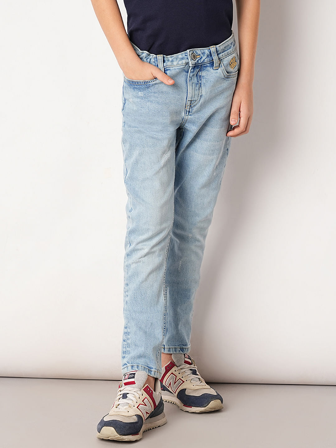 Blue Mid Rise Slim Fit Jeans