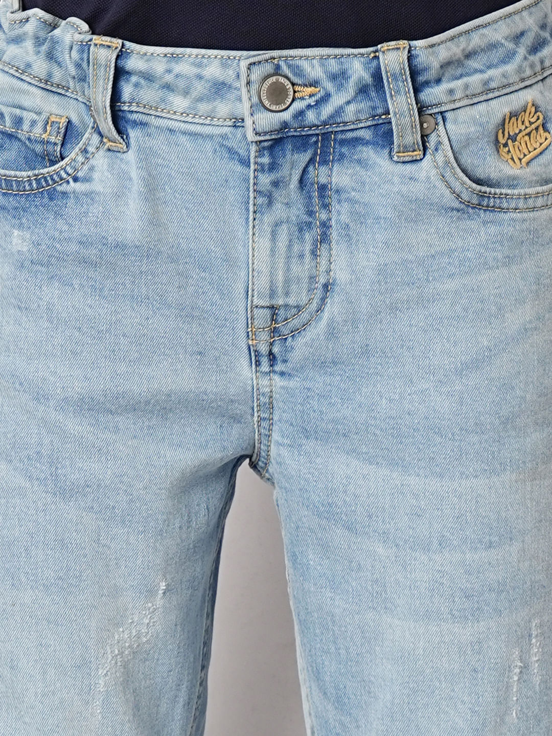 Blue Mid Rise Slim Fit Jeans