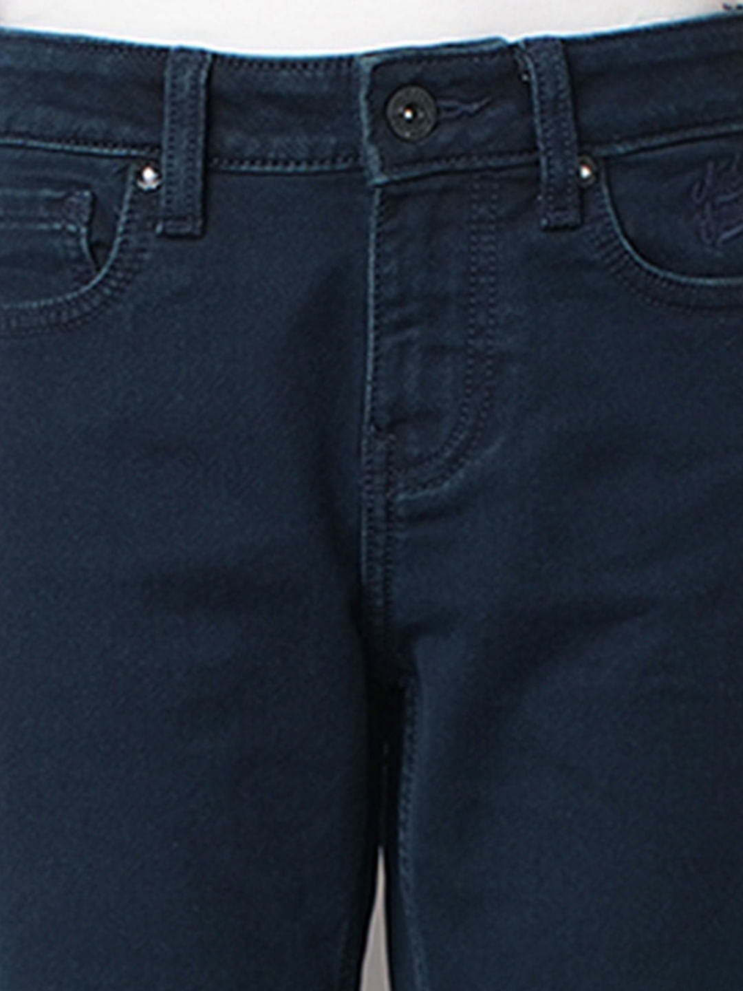 Boys Dark Blue Mid Rise Slim Fit Jeans