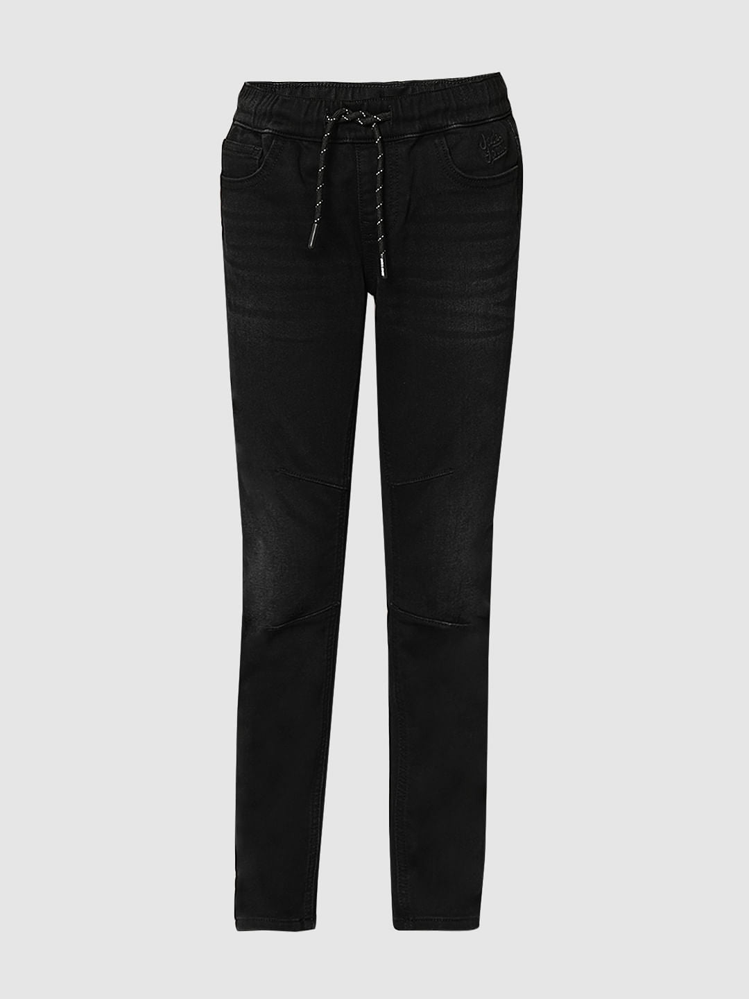 Boys Black Mid Rise Slim Fit Jeans