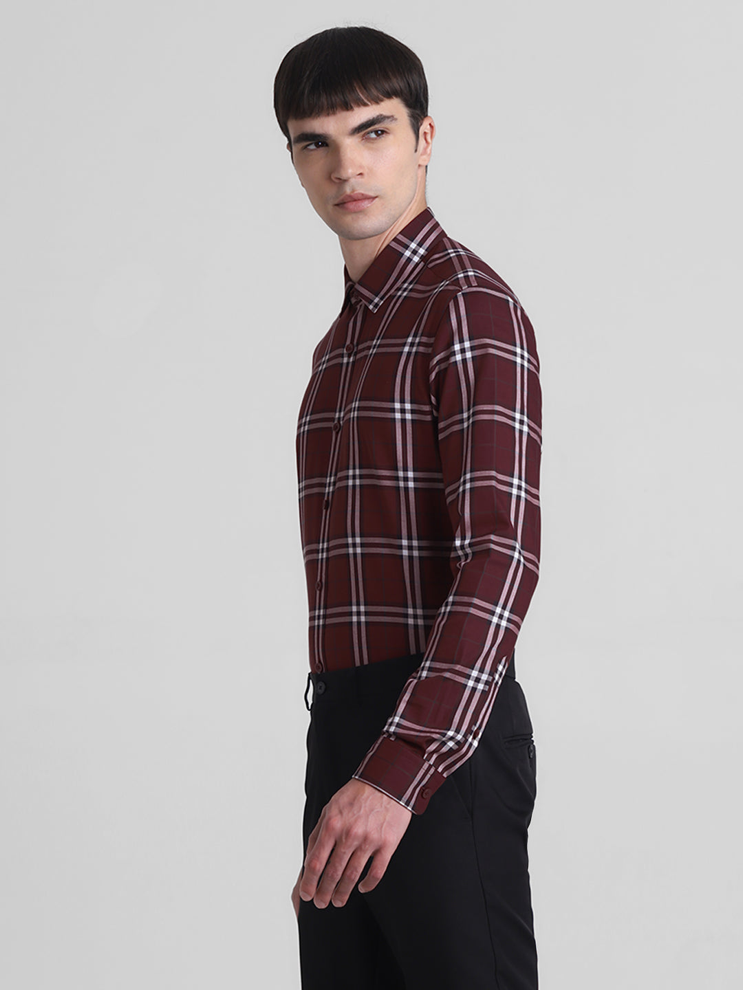 Maroon Check Cotton Shirt
