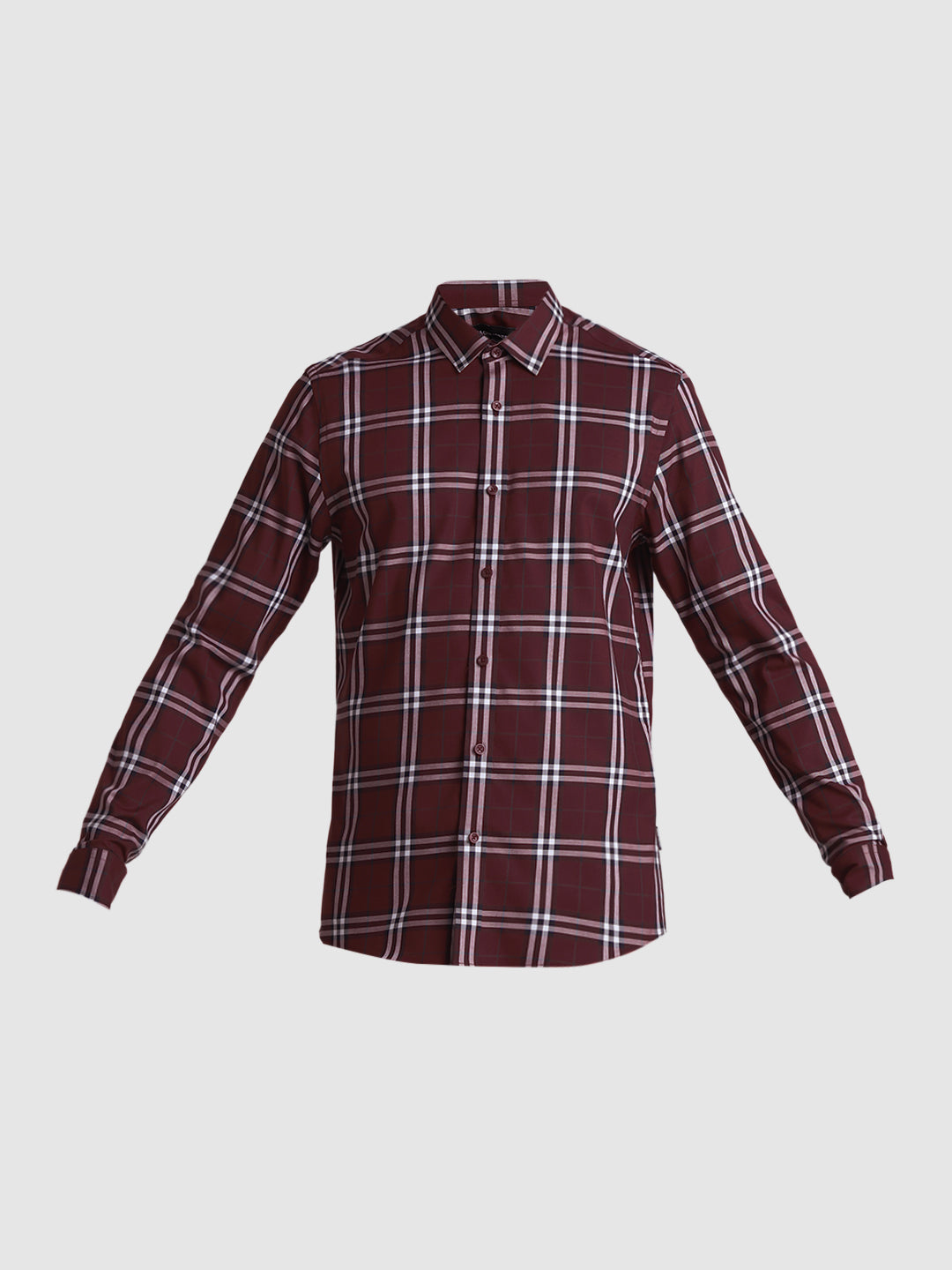 Maroon Check Cotton Shirt