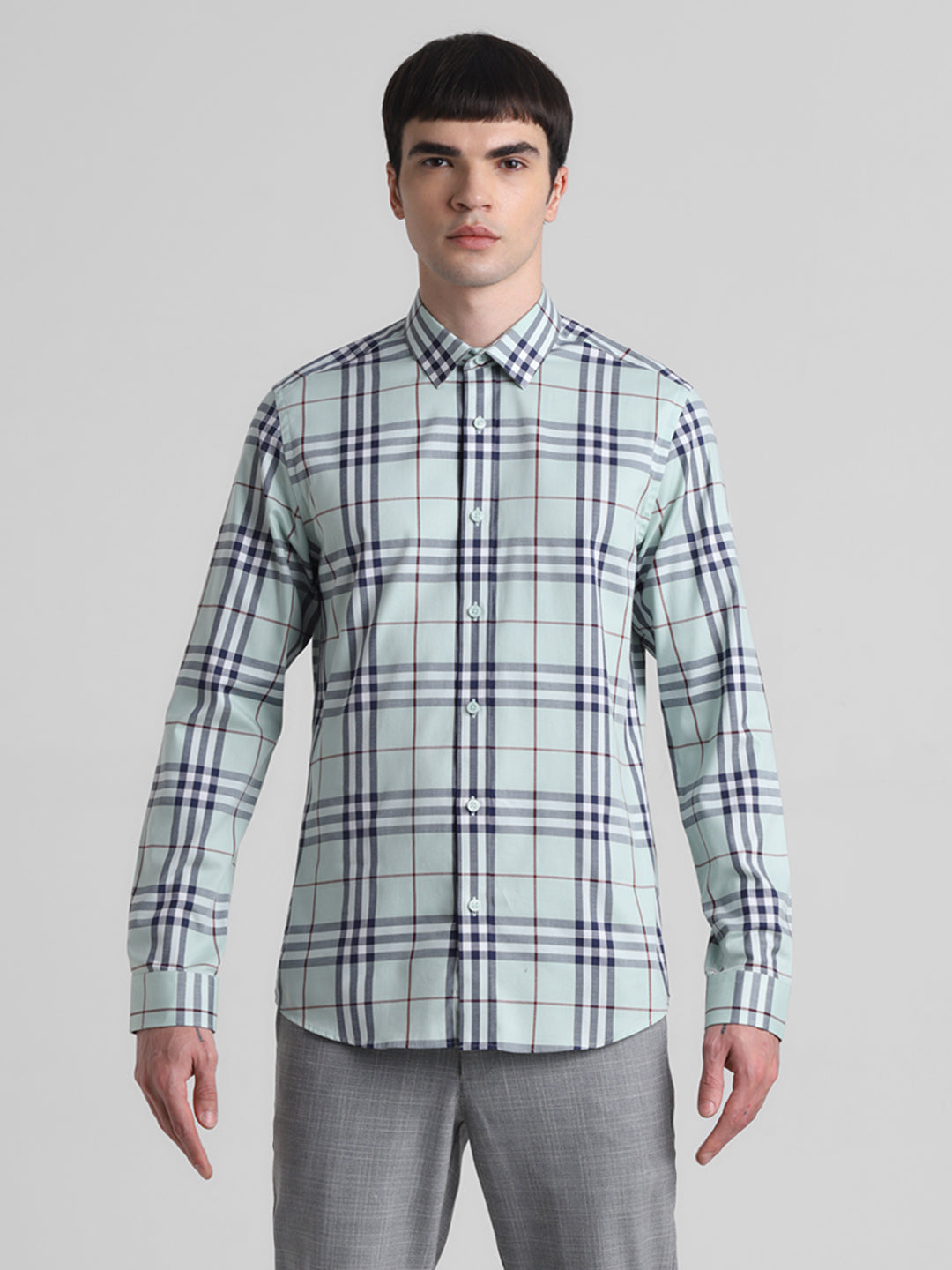 Light Green Check Cotton Shirt