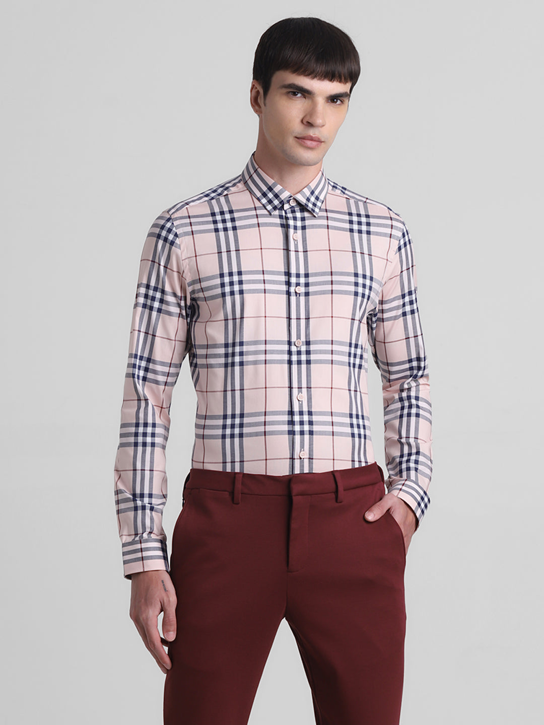 Light Pink Check Cotton Shirt