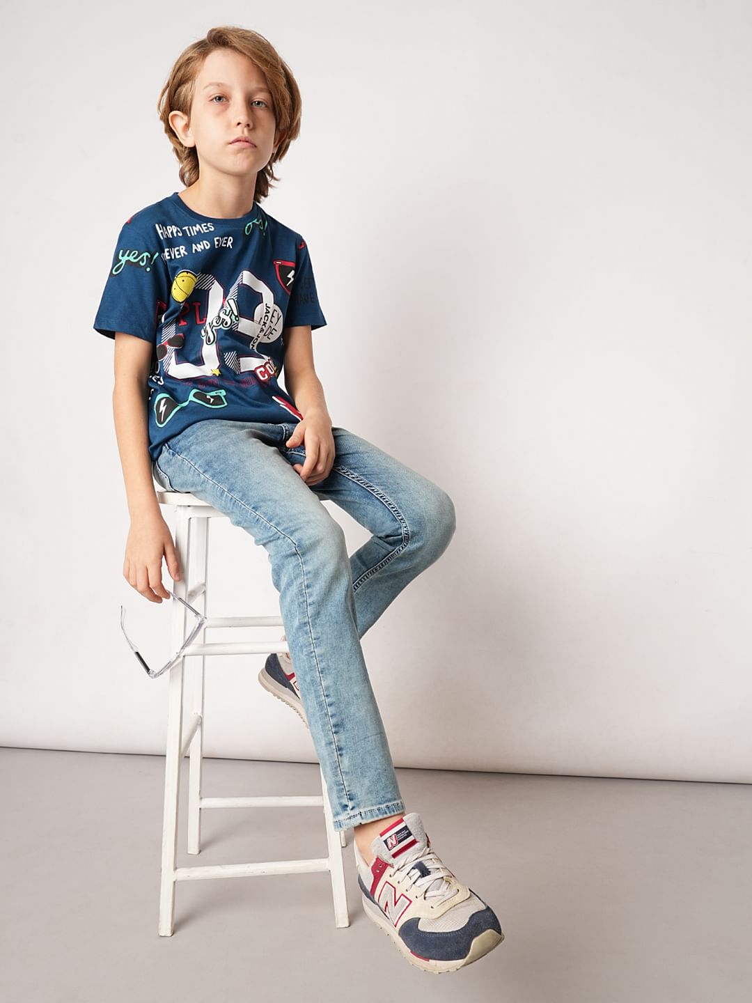 Blue Washed Regular Fit Jeans - 4/5Y