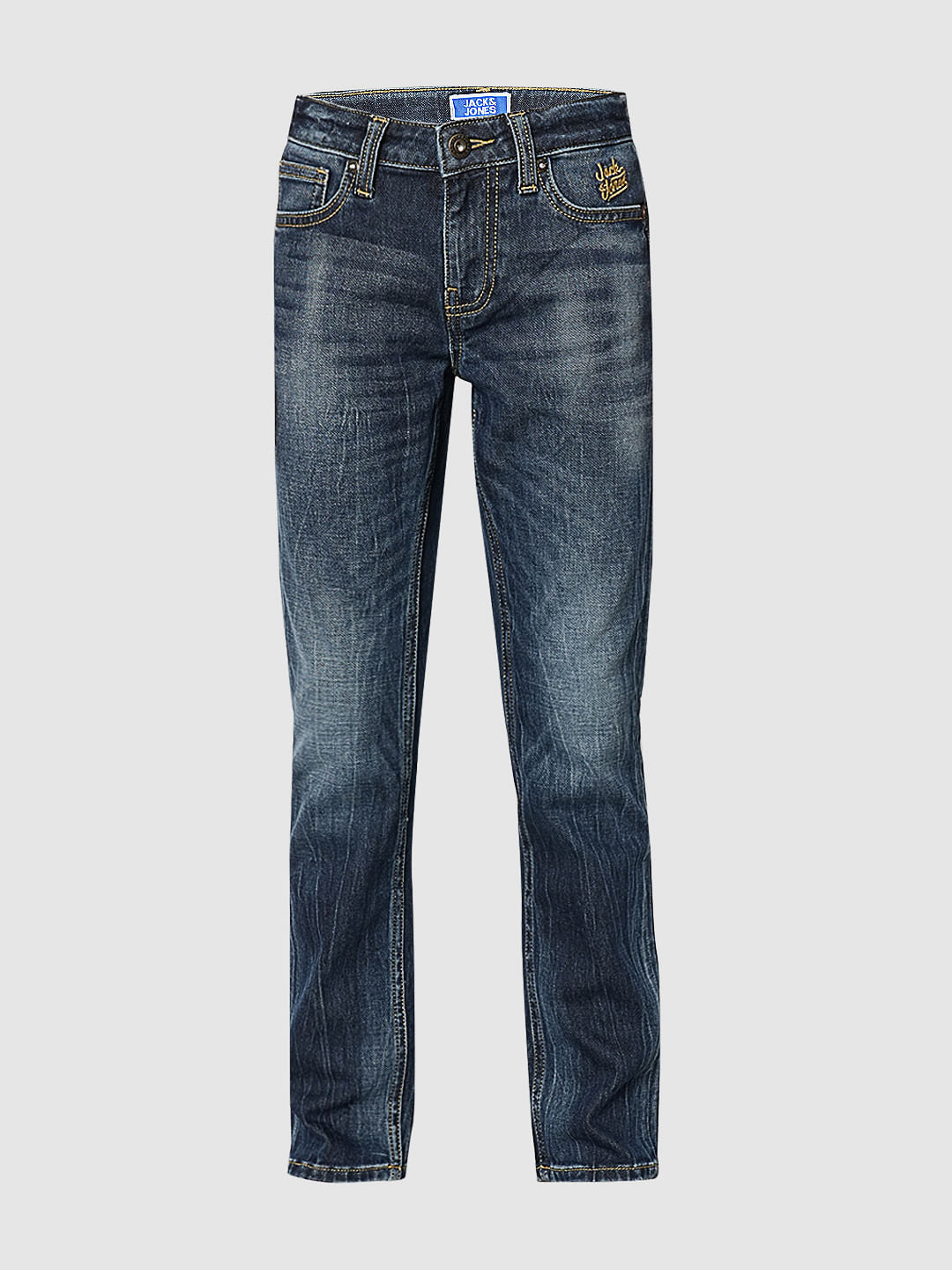 Boys Dark Blue Mid Rise Regular Fit Jeans