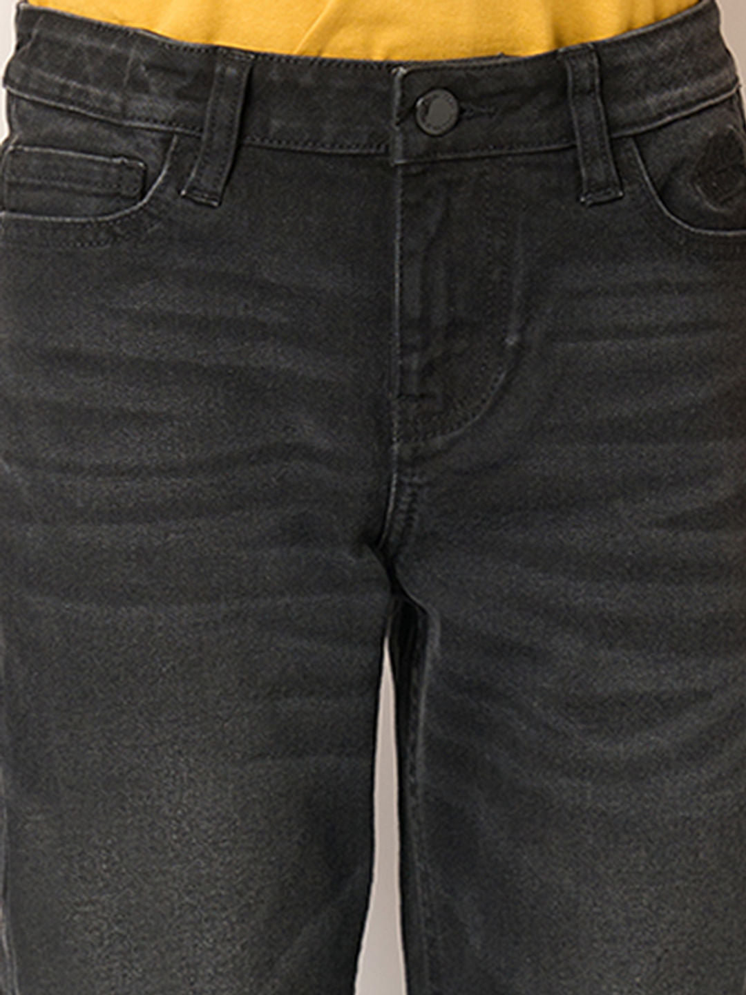 Boys Dark Grey Mid Rise Regular Fit Jeans