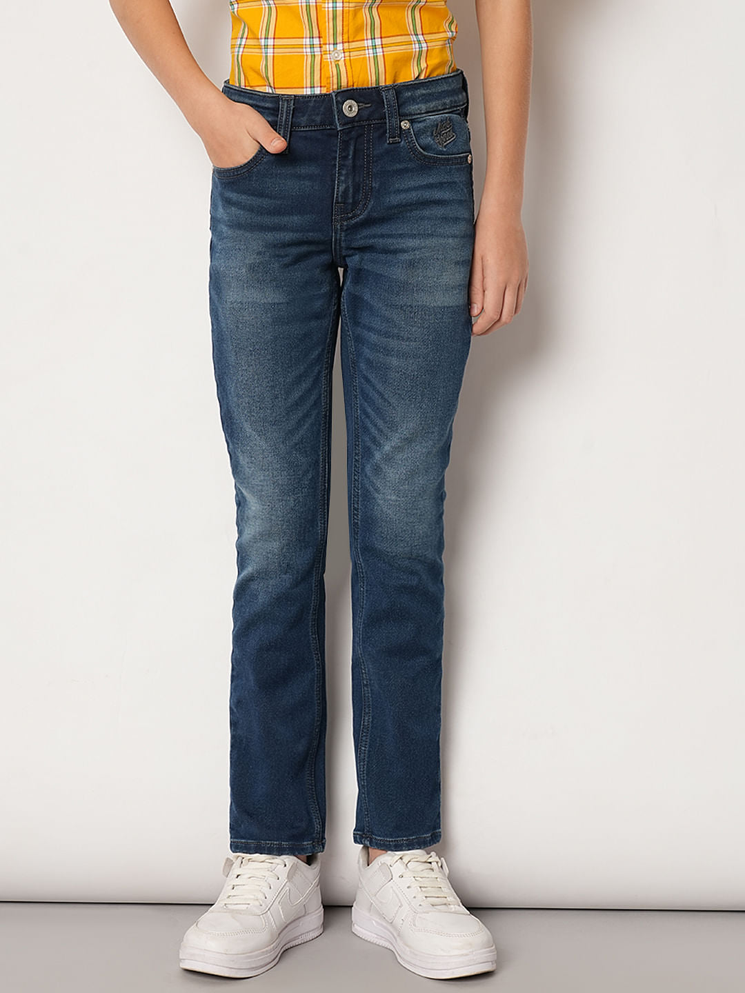 Boys Blue Mid Rise Regular Fit Jeans