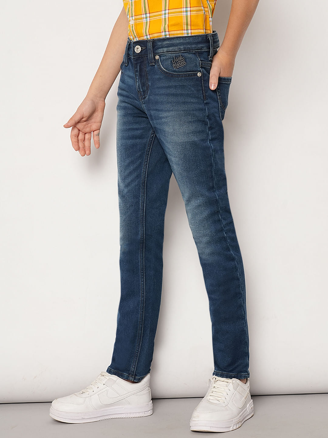 Boys Blue Mid Rise Regular Fit Jeans
