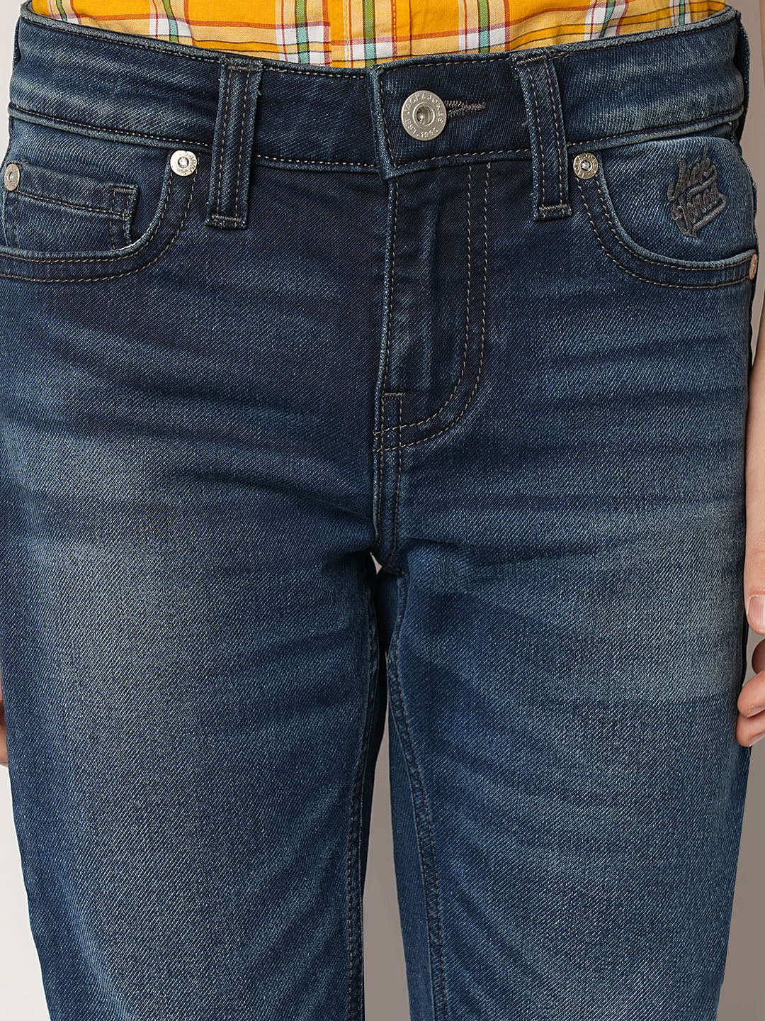 Boys Blue Mid Rise Regular Fit Jeans