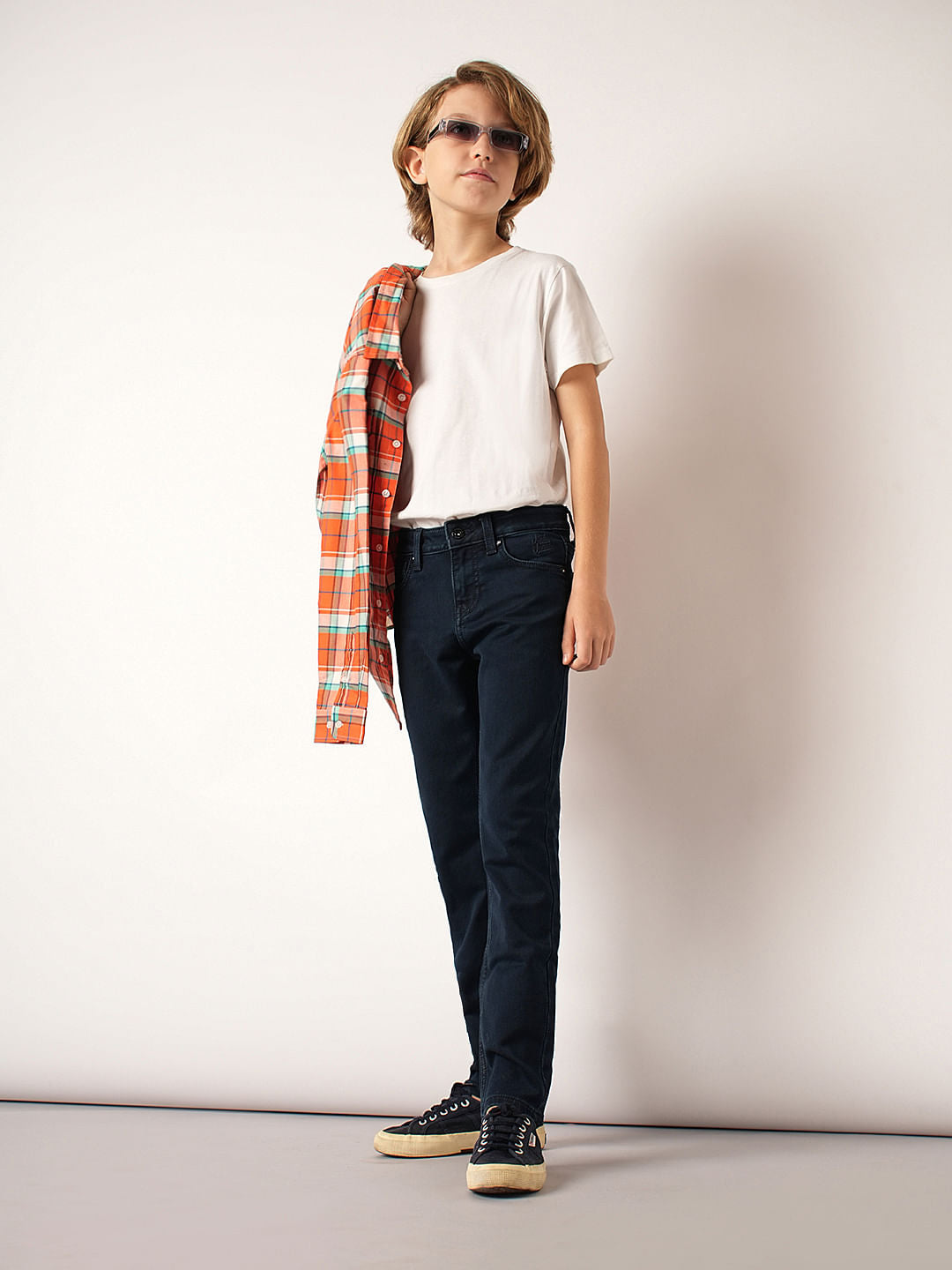 Boys Dark Blue Mid Rise Straight Fit Jeans