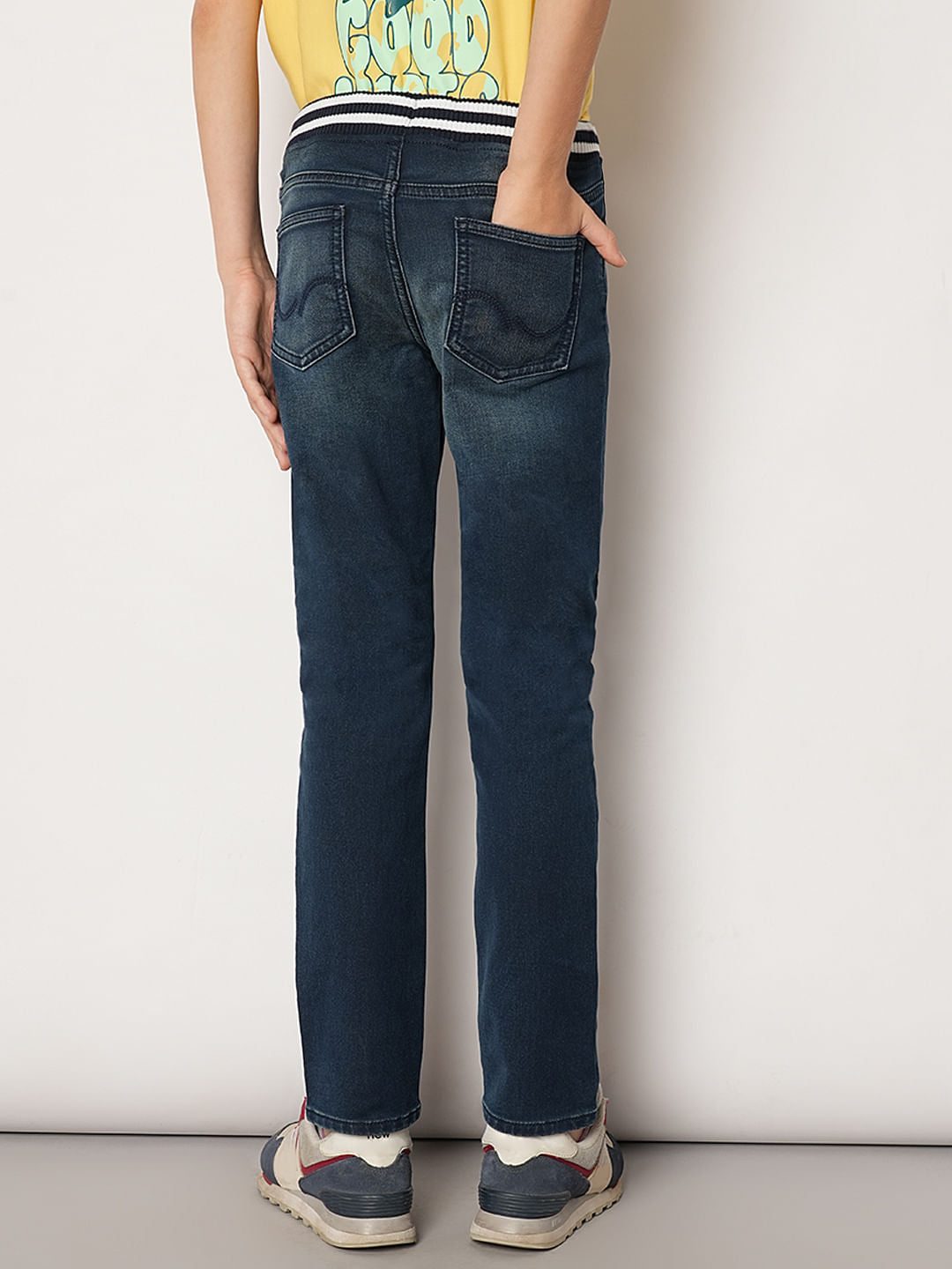 Boys Blue Mid Rise Regular Fit Jeans