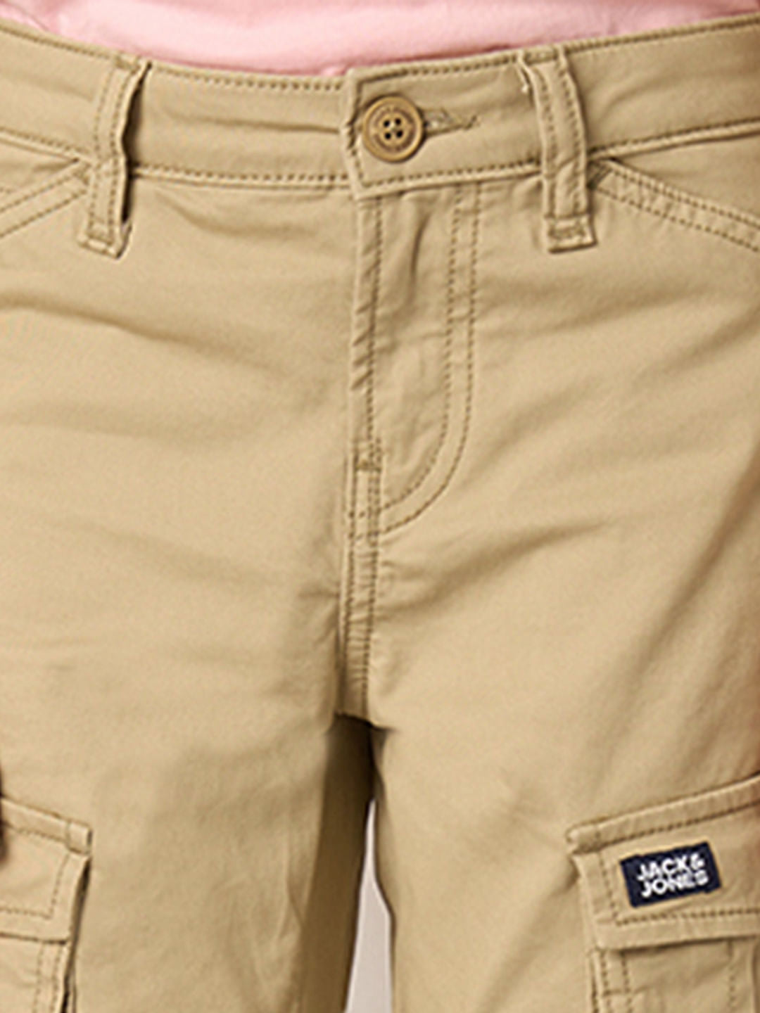 Boys Beige Mid Rise Casual Pants