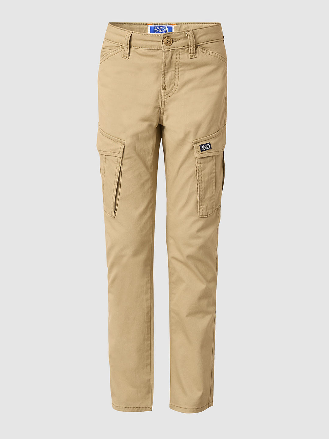 Boys Beige Mid Rise Casual Pants