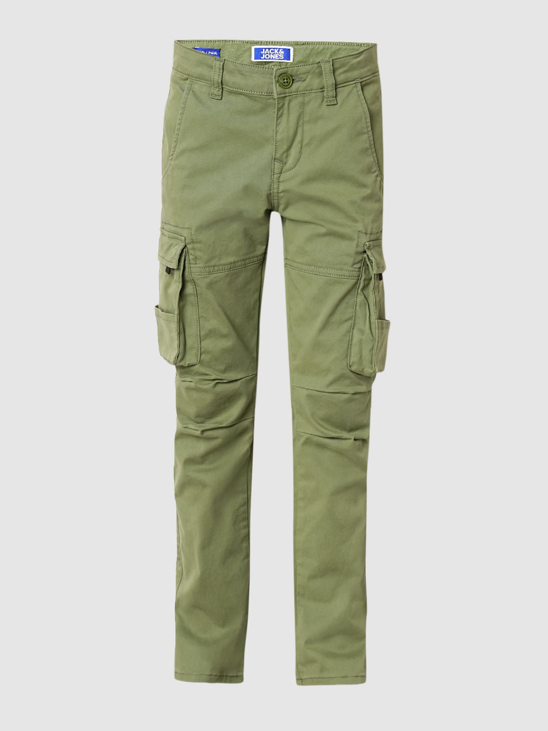 Dark Green Mid Rise Cotton Pants