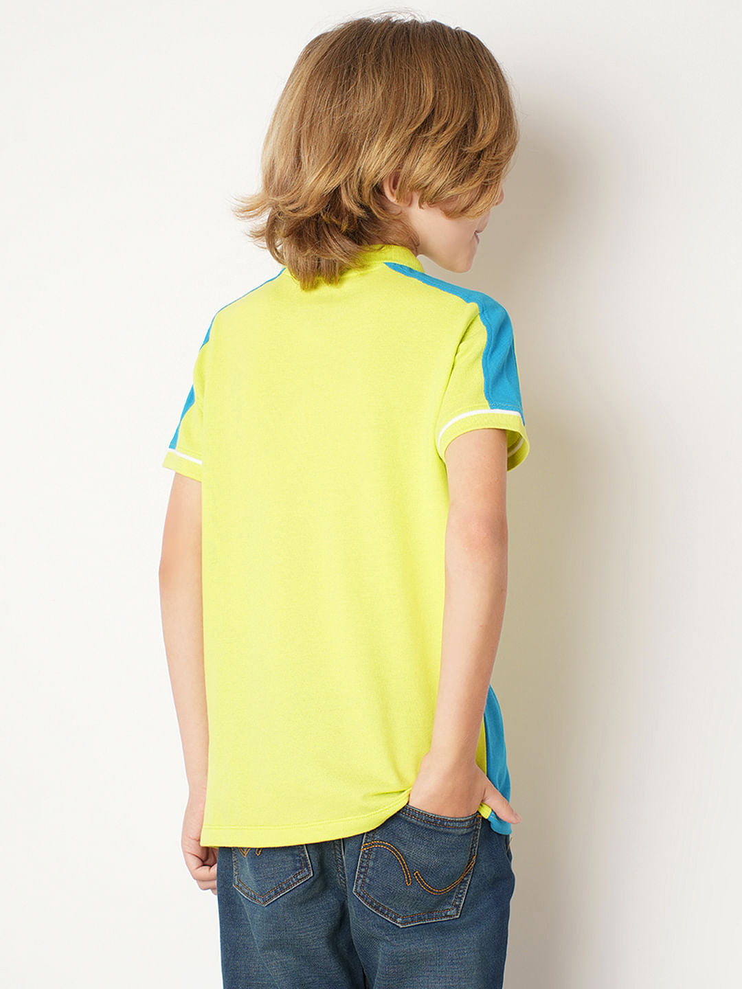 Boys Yellow Colourblocked Polo T-shirt