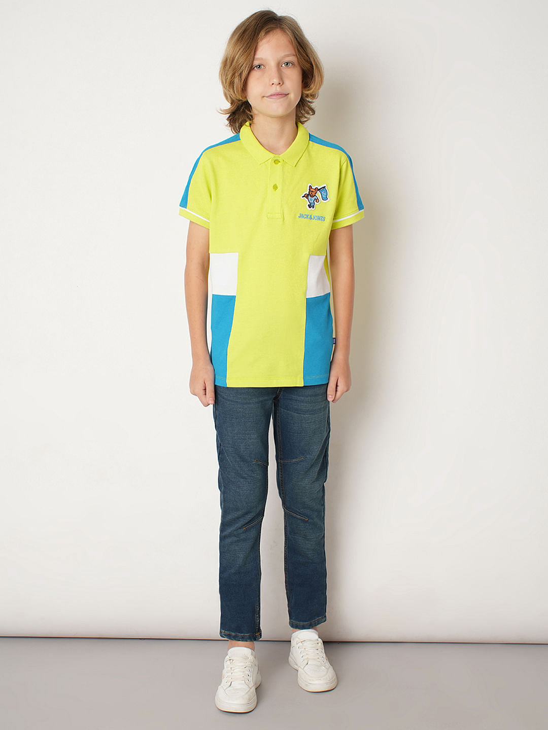 Boys Yellow Colourblocked Polo T-shirt