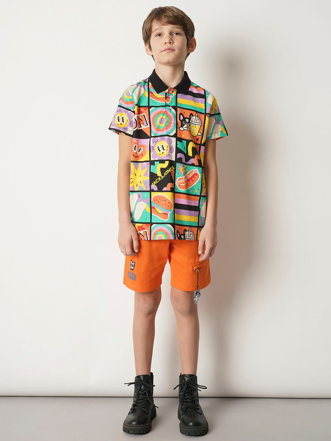 Black Printed Polo T-shirt