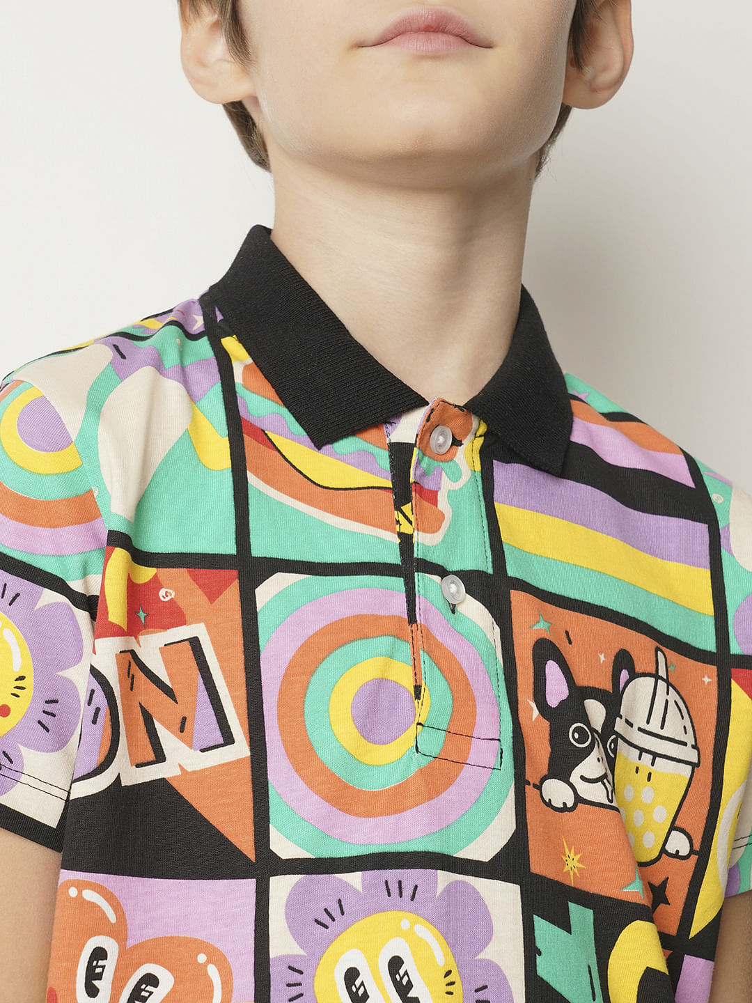Black Printed Polo T-shirt