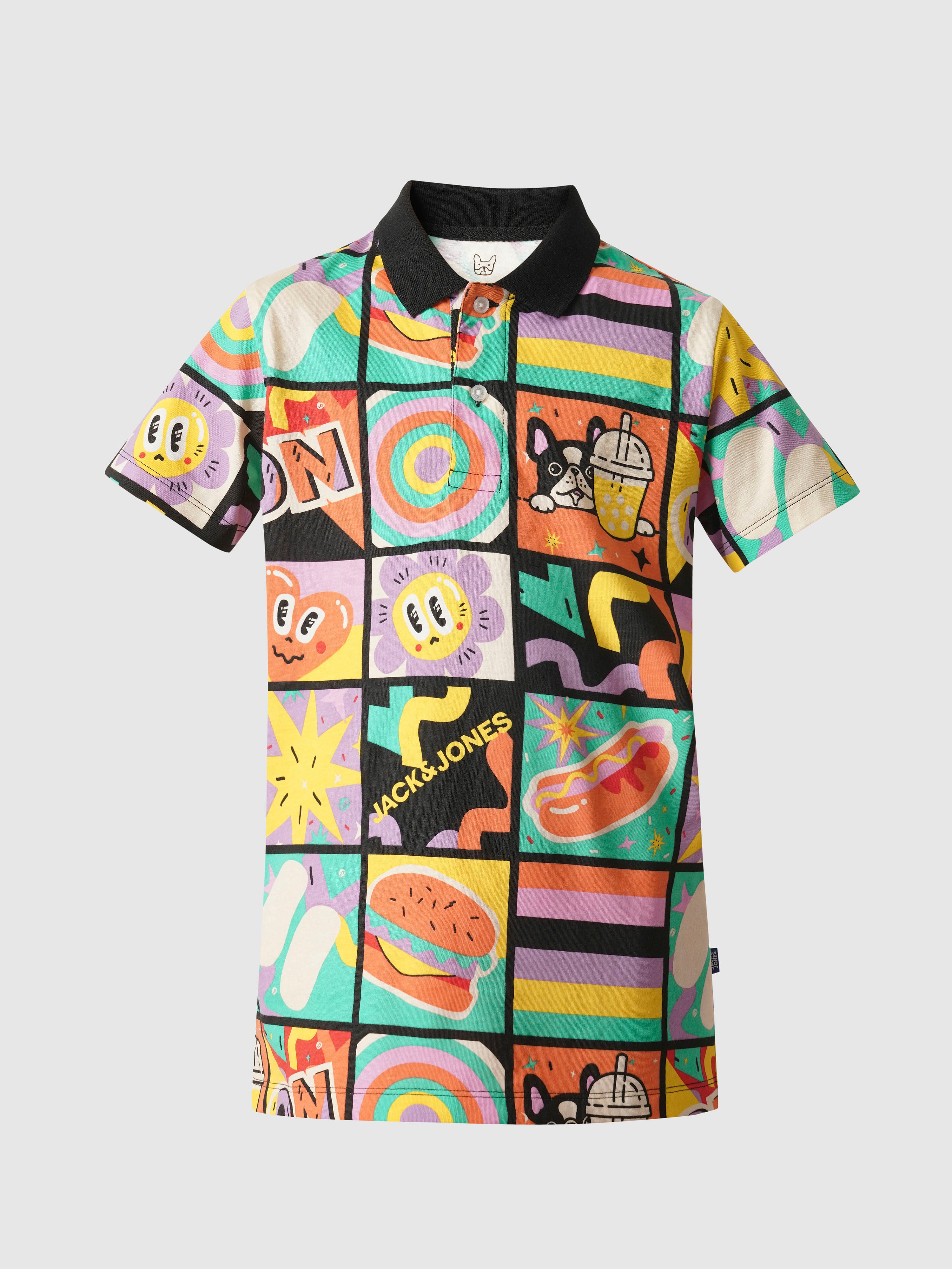 Black Printed Polo T-shirt